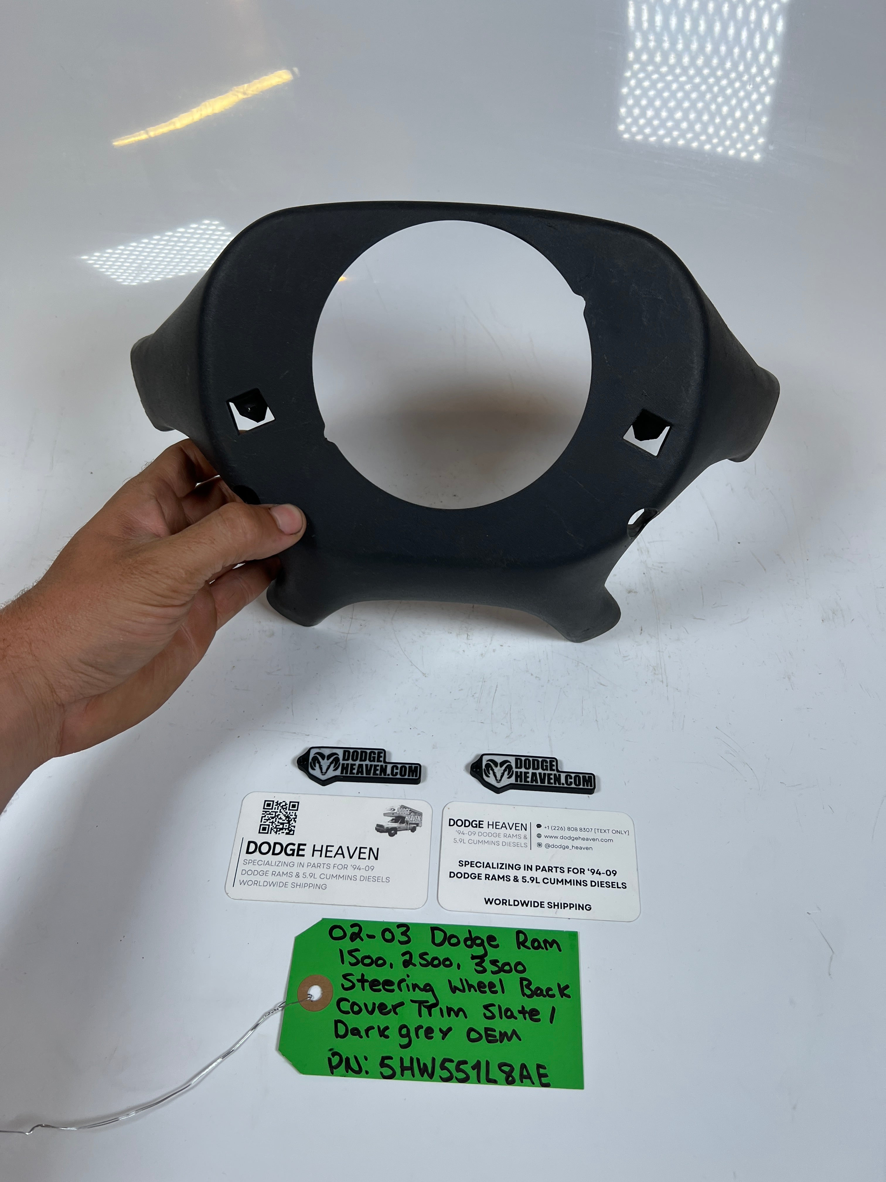 2002-2003 Dodge Ram 1500-3500 Steering Wheel back Trim Cover Dark Grey