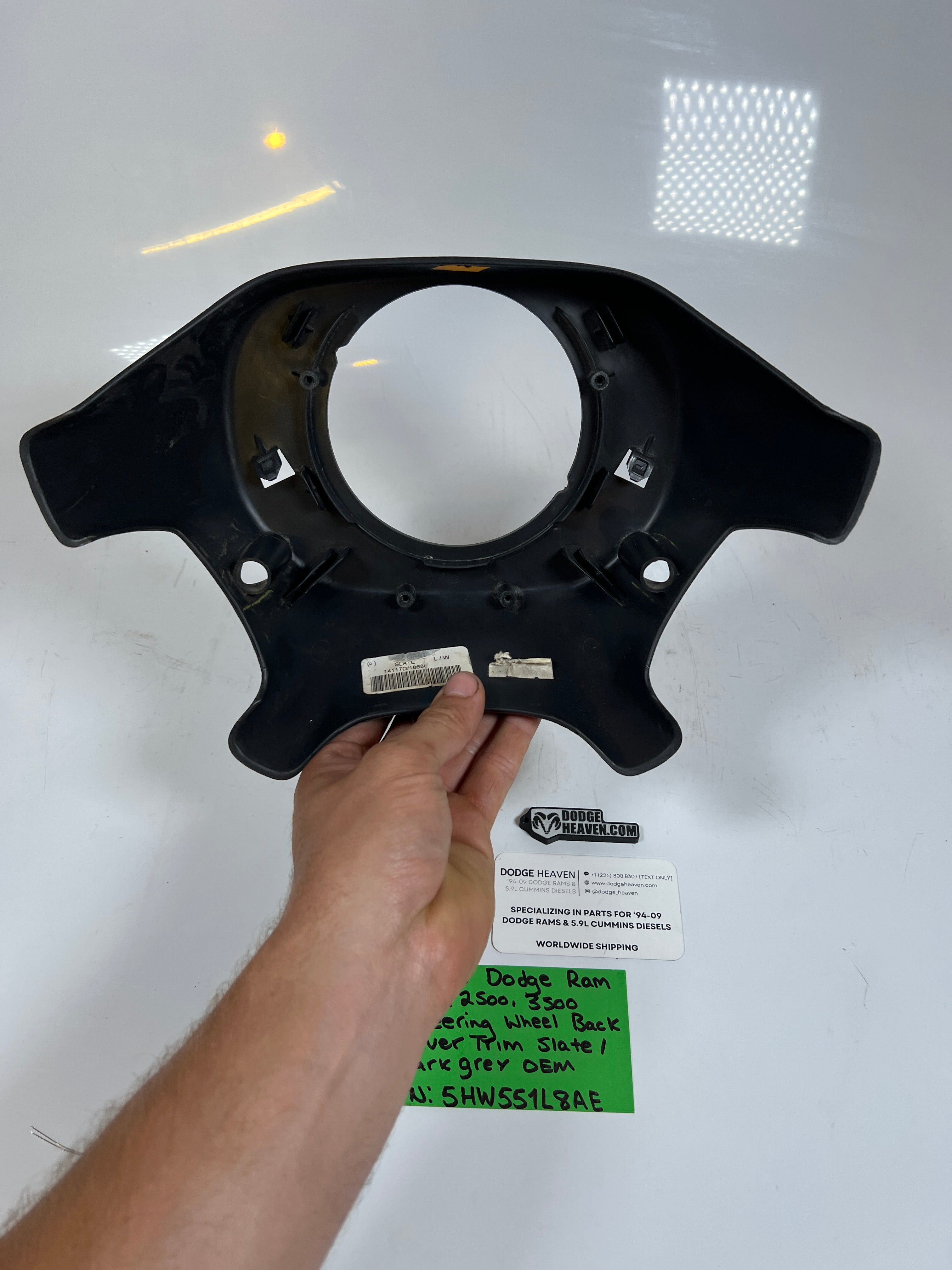 2002-2003 Dodge Ram 1500-3500 Steering Wheel back Trim Cover Dark Grey