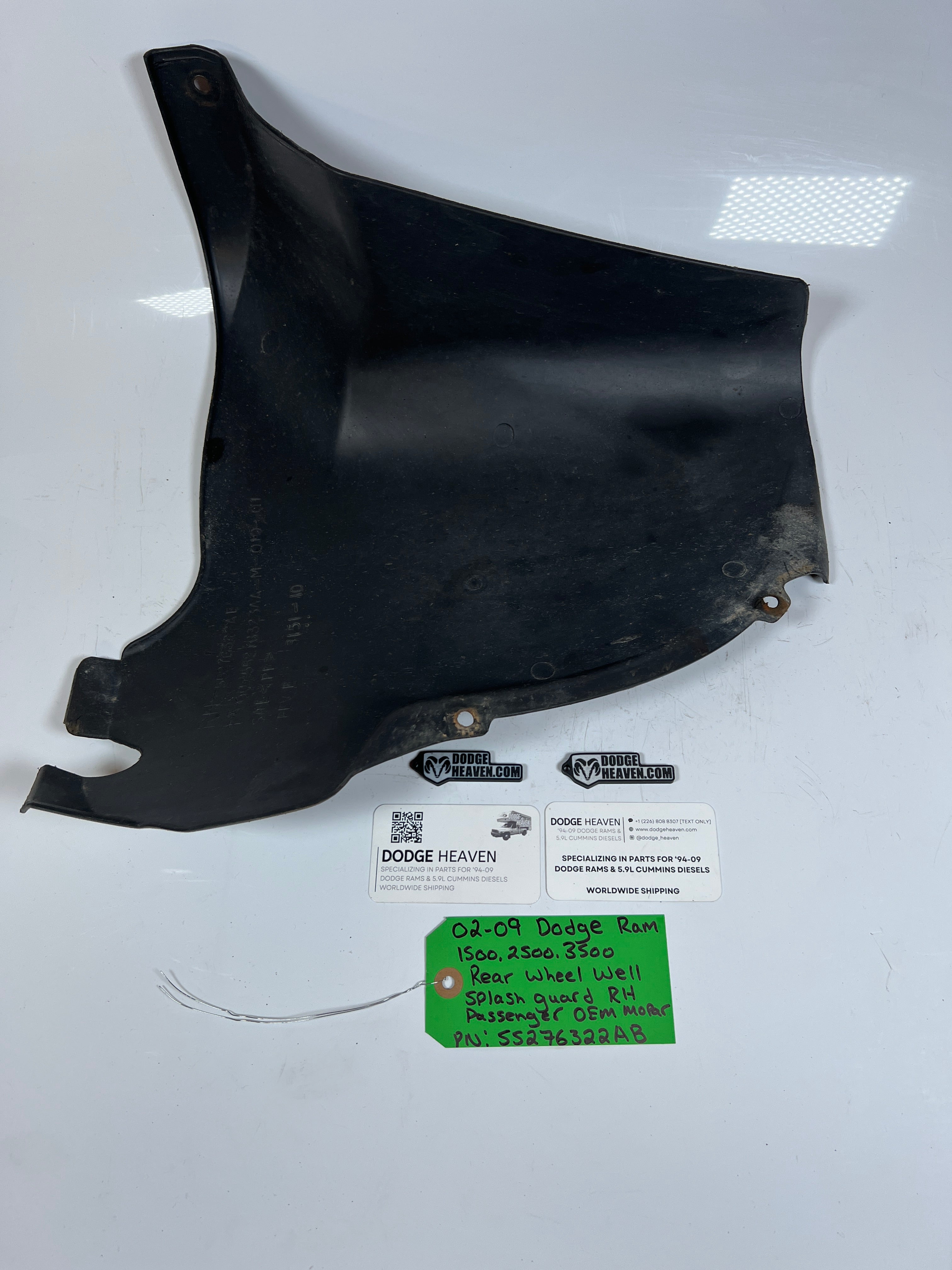 2002-2009 Dodge Ram 1500-3500 Rear Wheel Well Splash Guard Pass RH