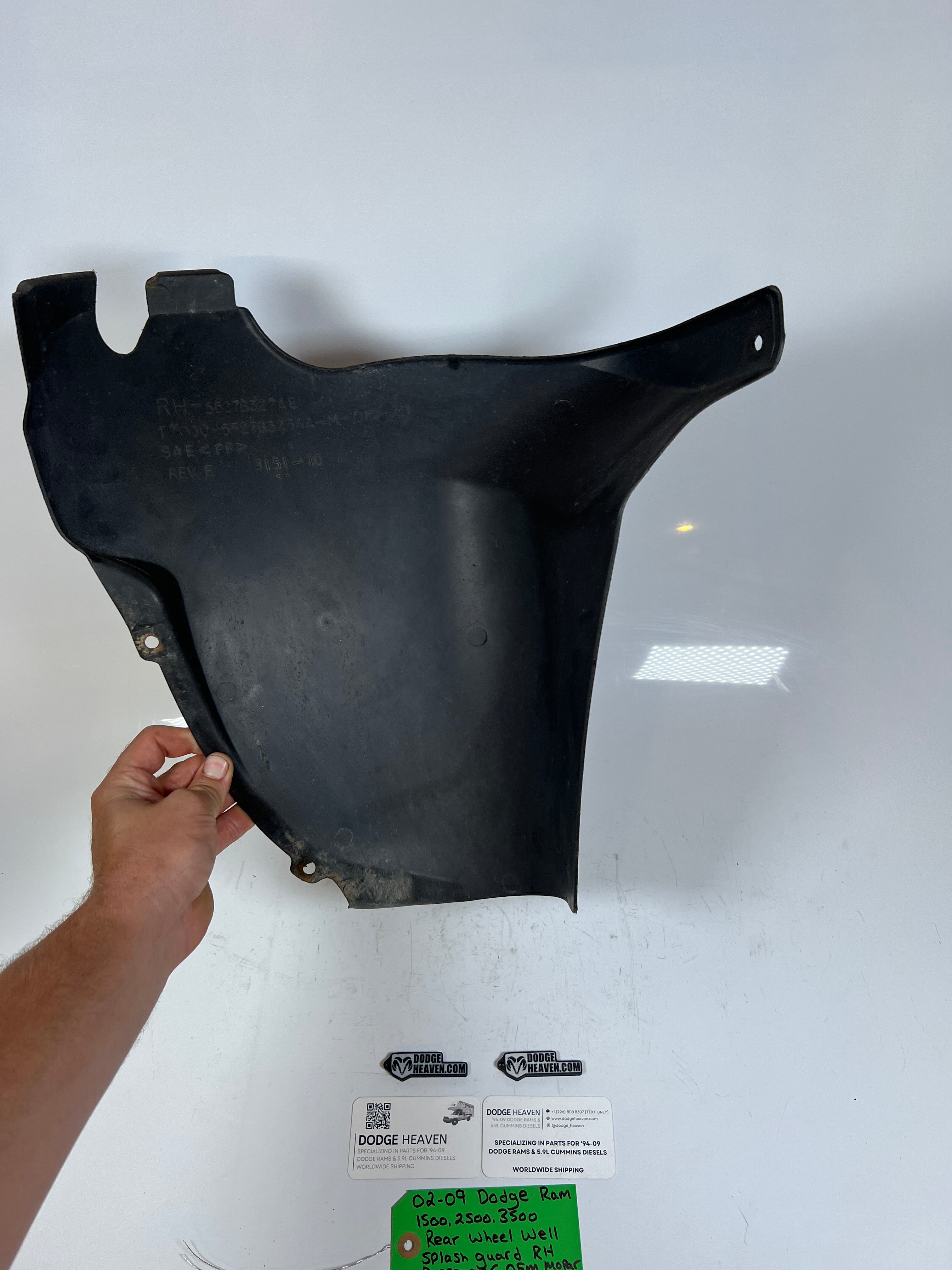 2002-2009 Dodge Ram 1500-3500 Rear Wheel Well Splash Guard Pass RH