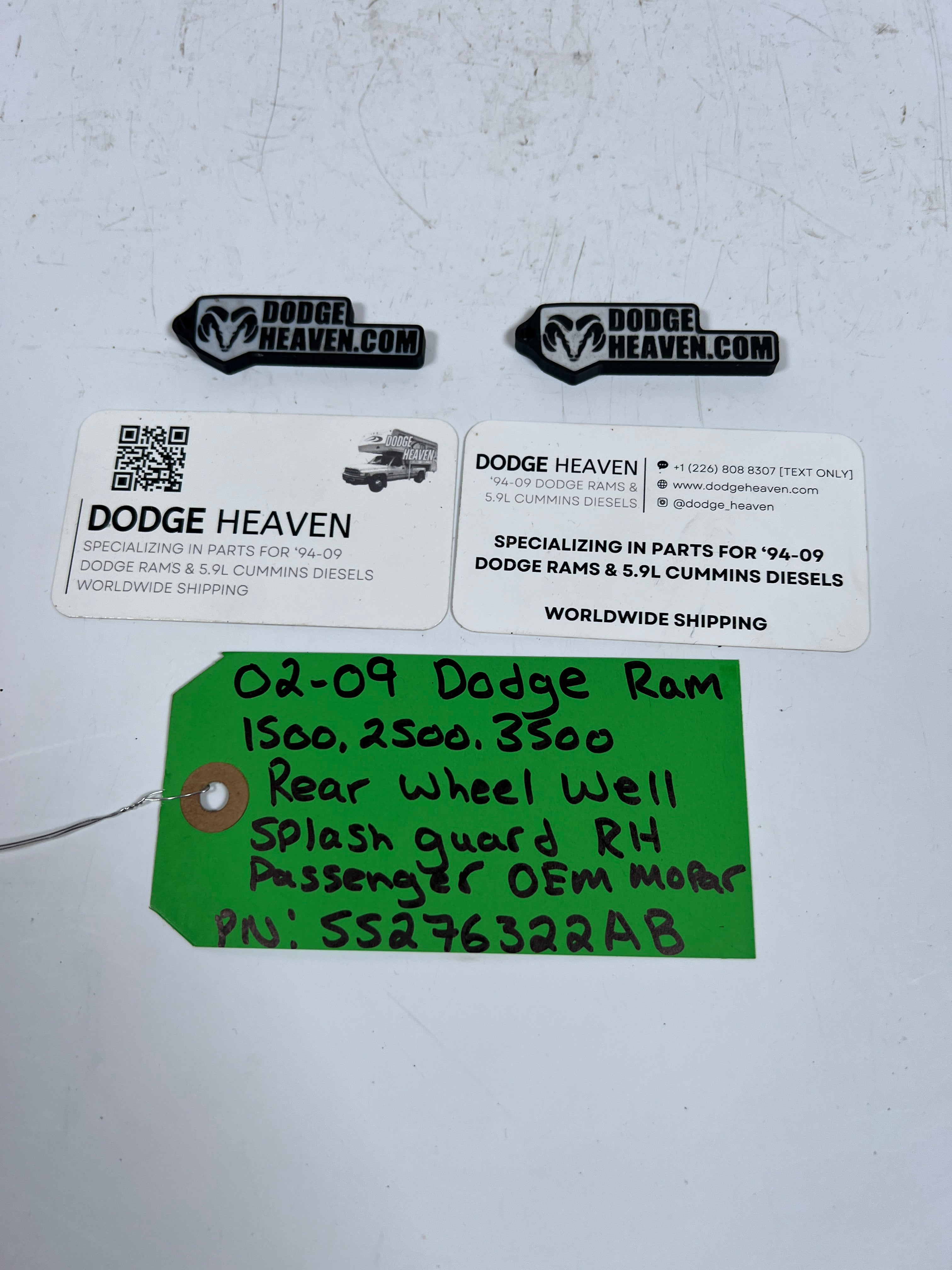 2002-2009 Dodge Ram 1500-3500 Rear Wheel Well Splash Guard Pass RH