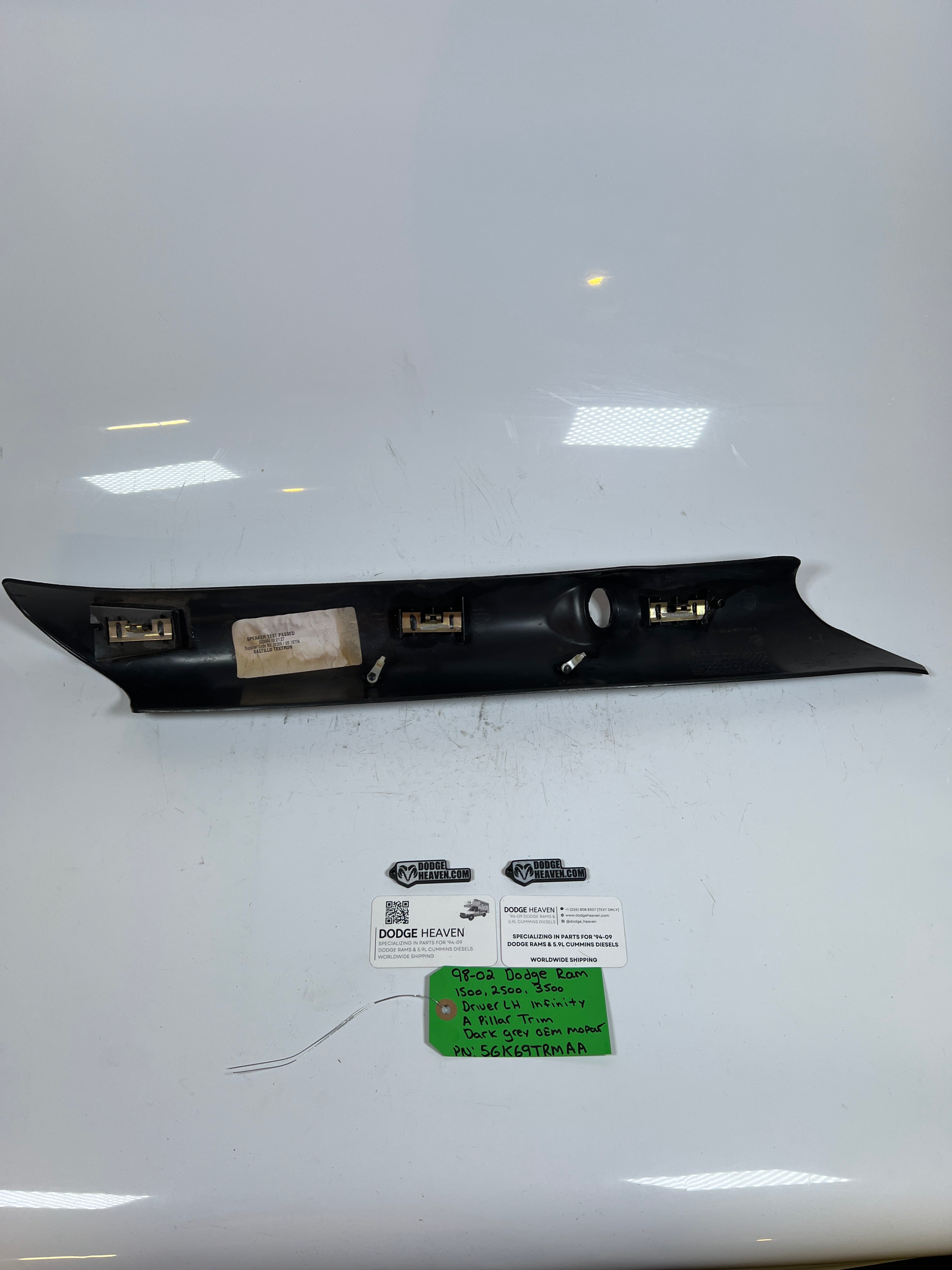 1998-2002 Dodge Ram Driver Side LH Infinity A pillar Trim Panel Dark Grey