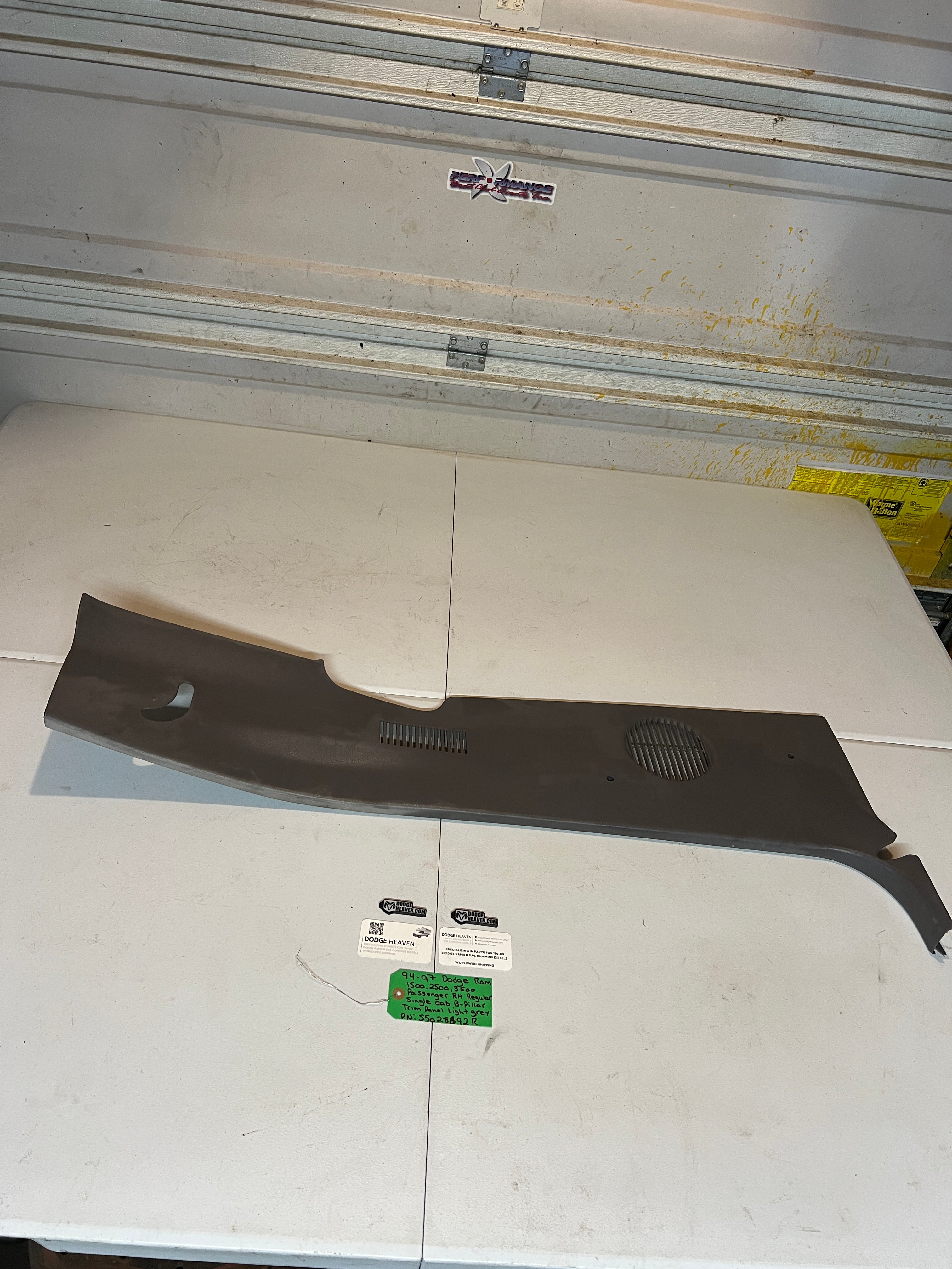 1994-1997 Dodge Ram Regular Cab Passenger B-Pillar Trim Panel Light Grey