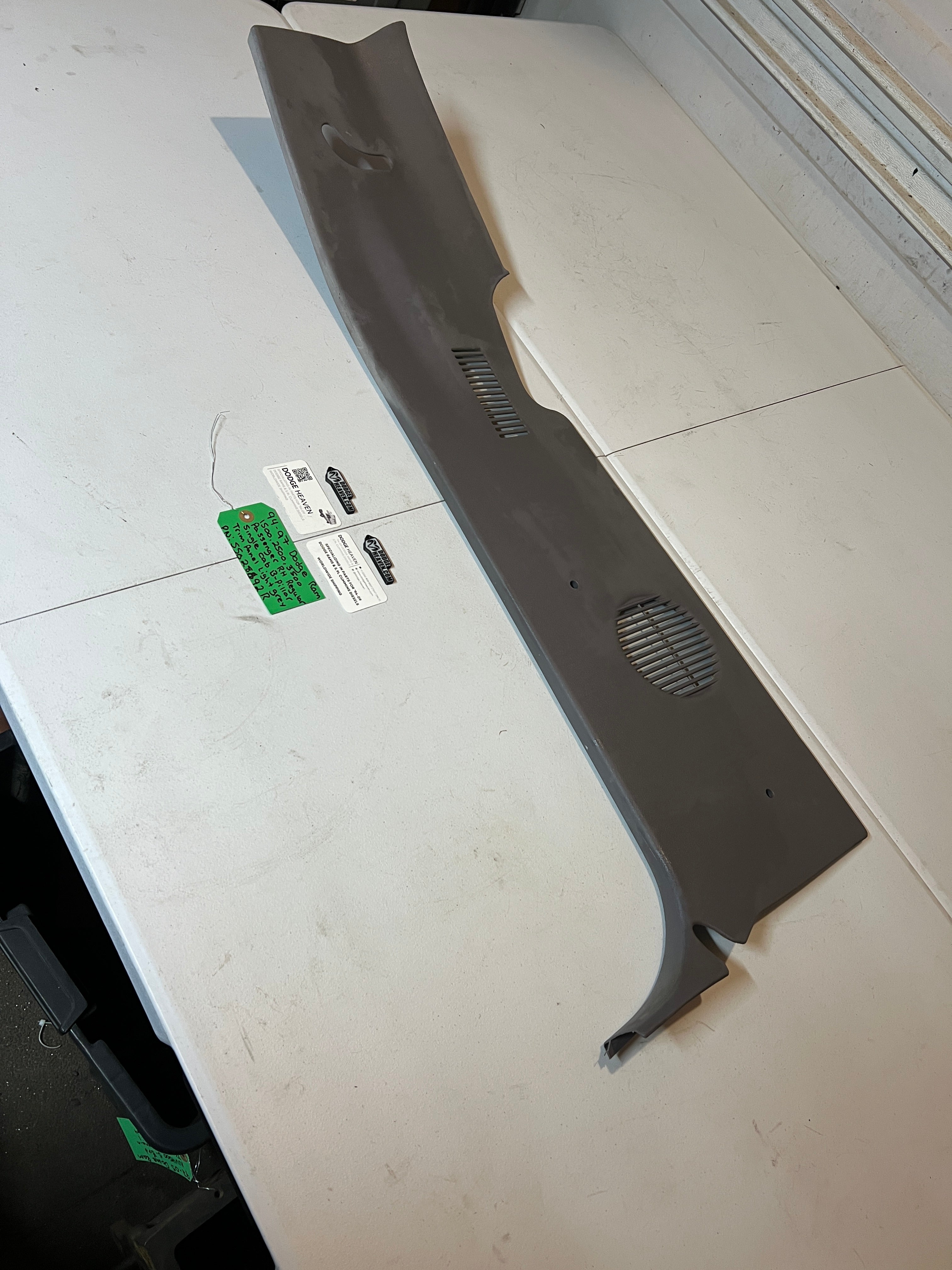 1994-1997 Dodge Ram Regular Cab Passenger B-Pillar Trim Panel Light Grey