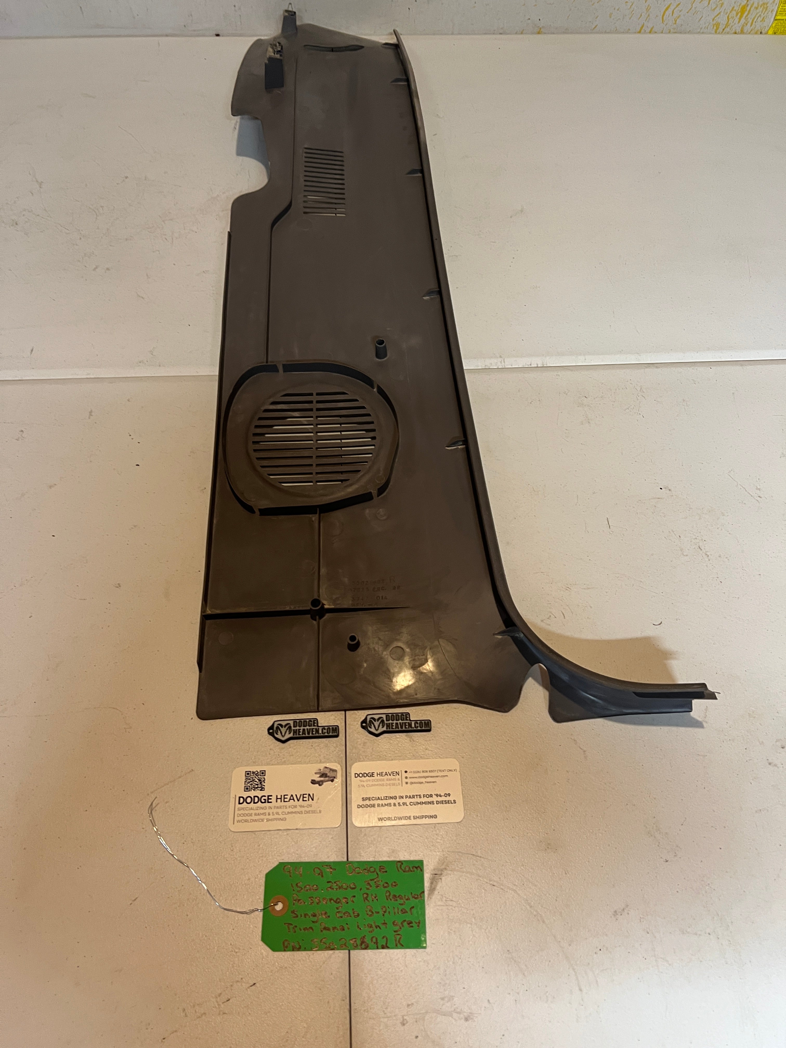 1994-1997 Dodge Ram Regular Cab Passenger B-Pillar Trim Panel Light Grey