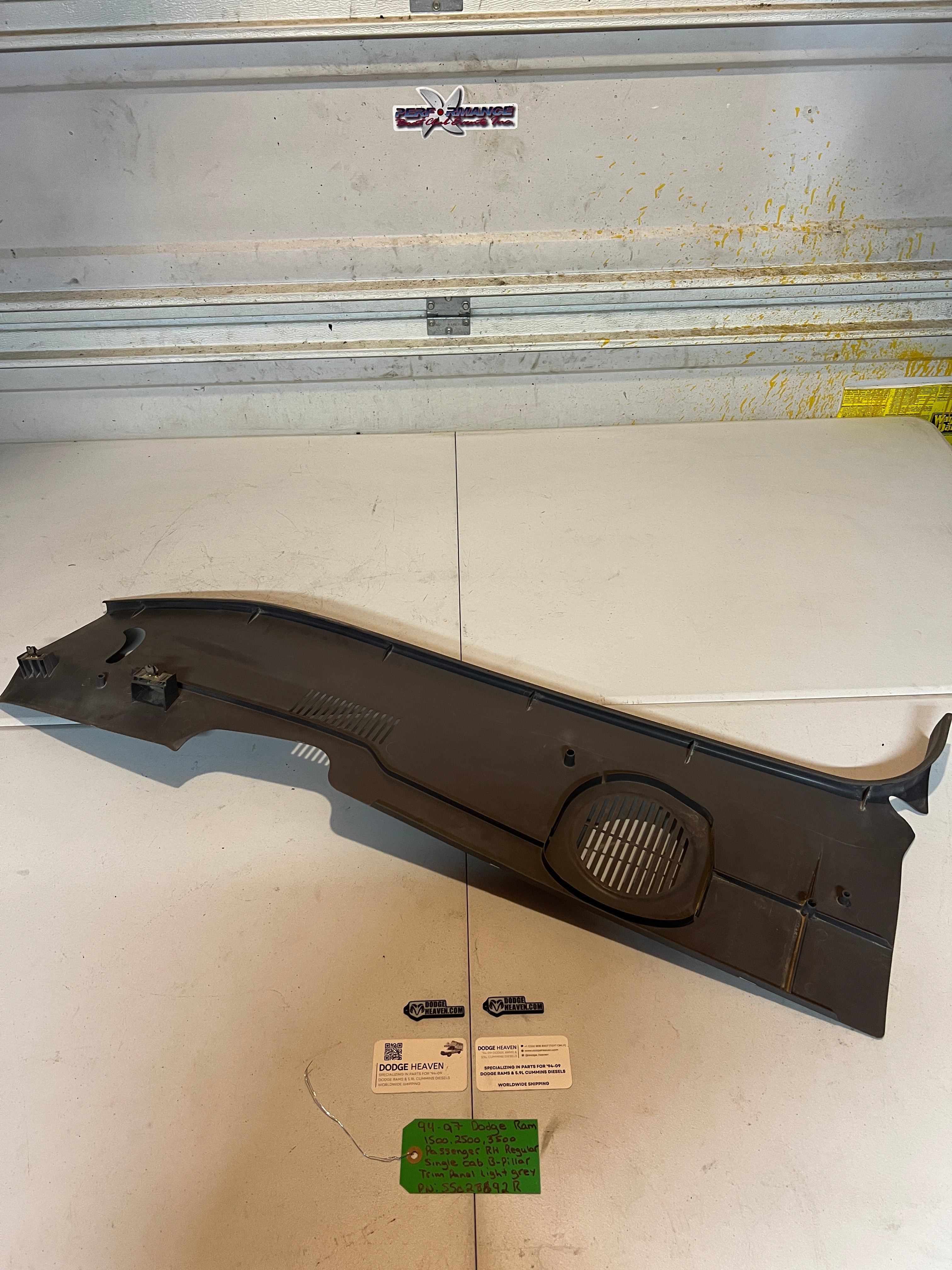 1994-1997 Dodge Ram Regular Cab Passenger B-Pillar Trim Panel Light Grey