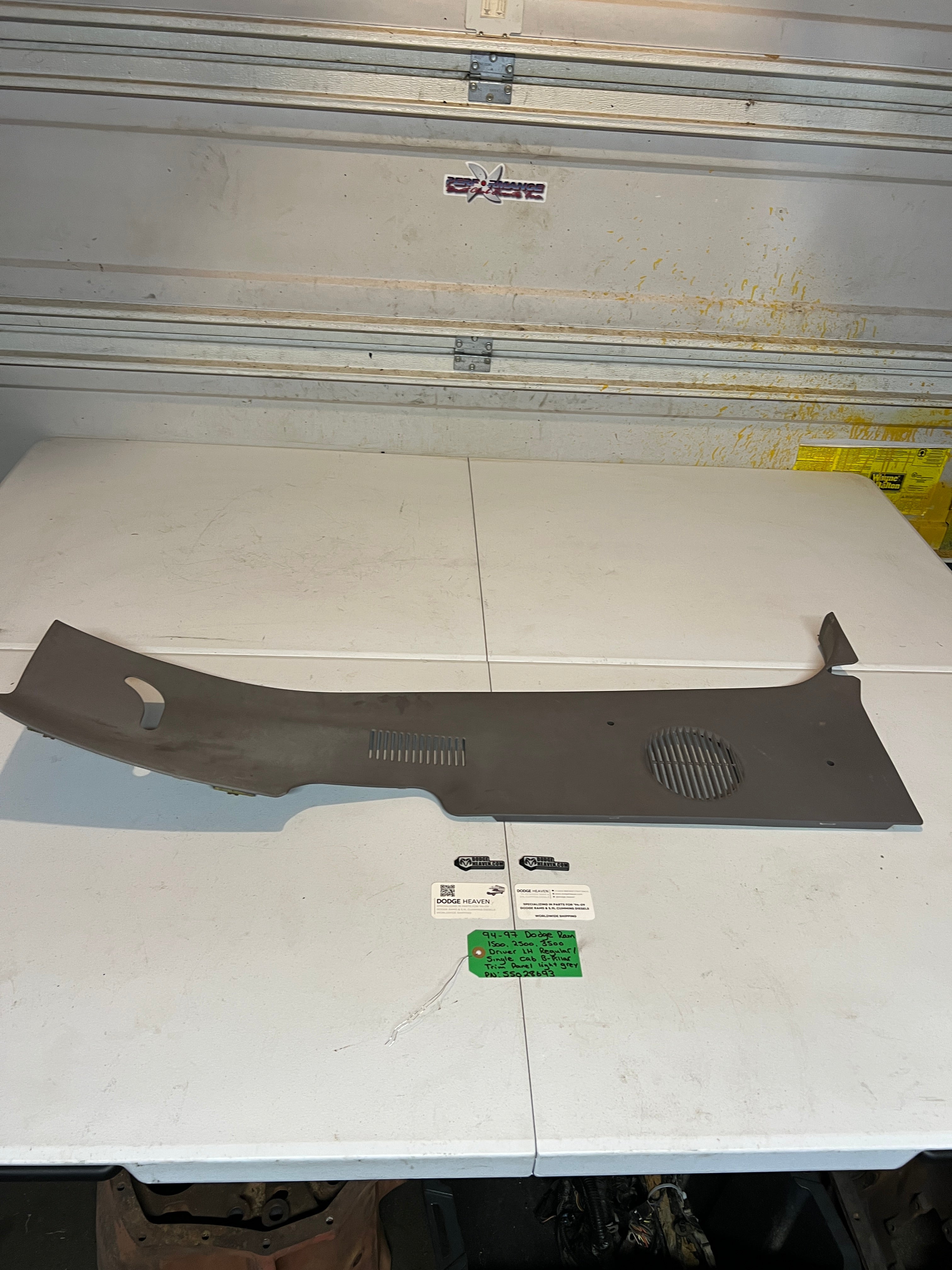 1994-1997 Dodge Ram Regular Cab Driver B-Pillar Trim Panel Light Grey