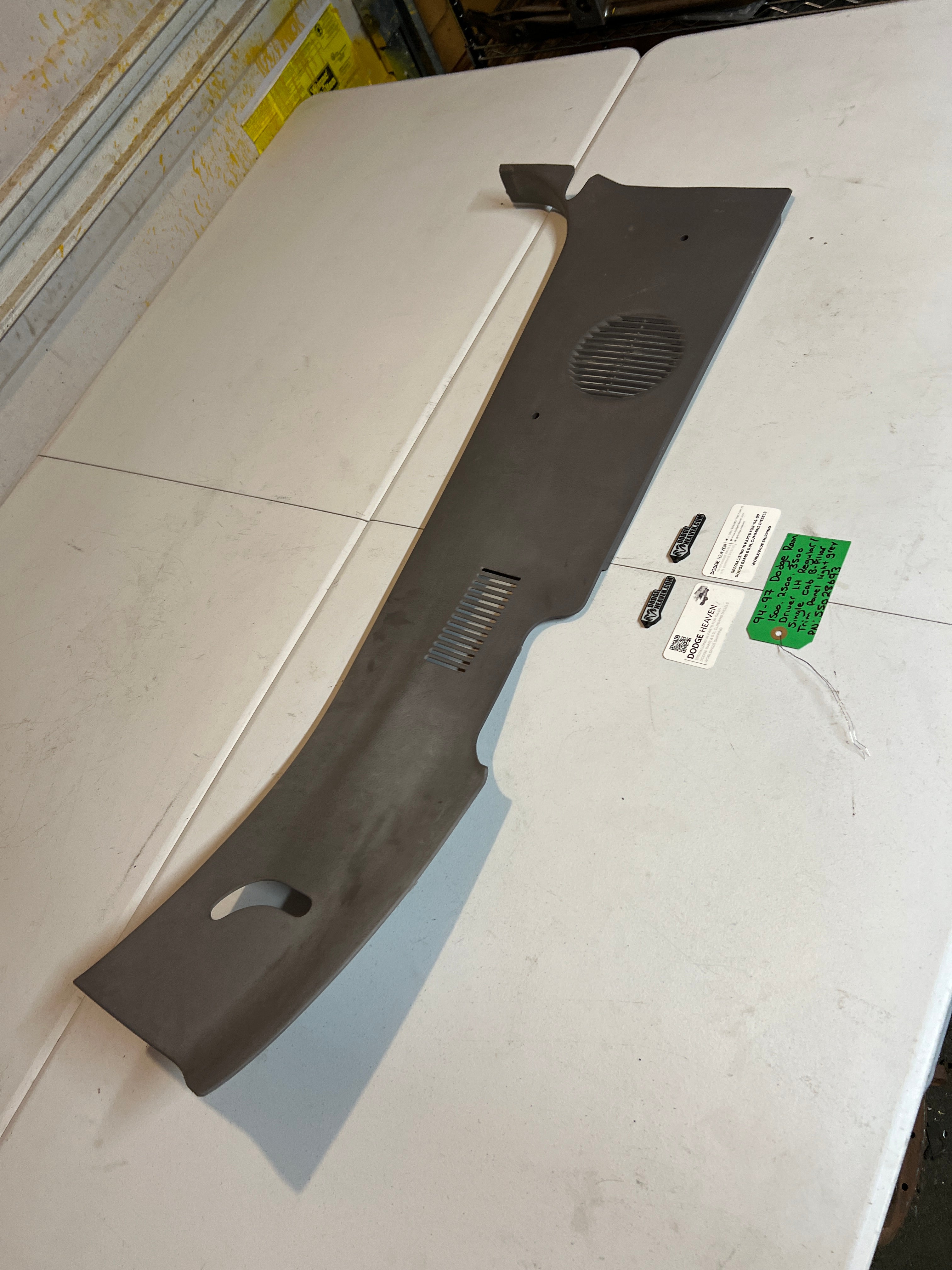 1994-1997 Dodge Ram Regular Cab Driver B-Pillar Trim Panel Light Grey