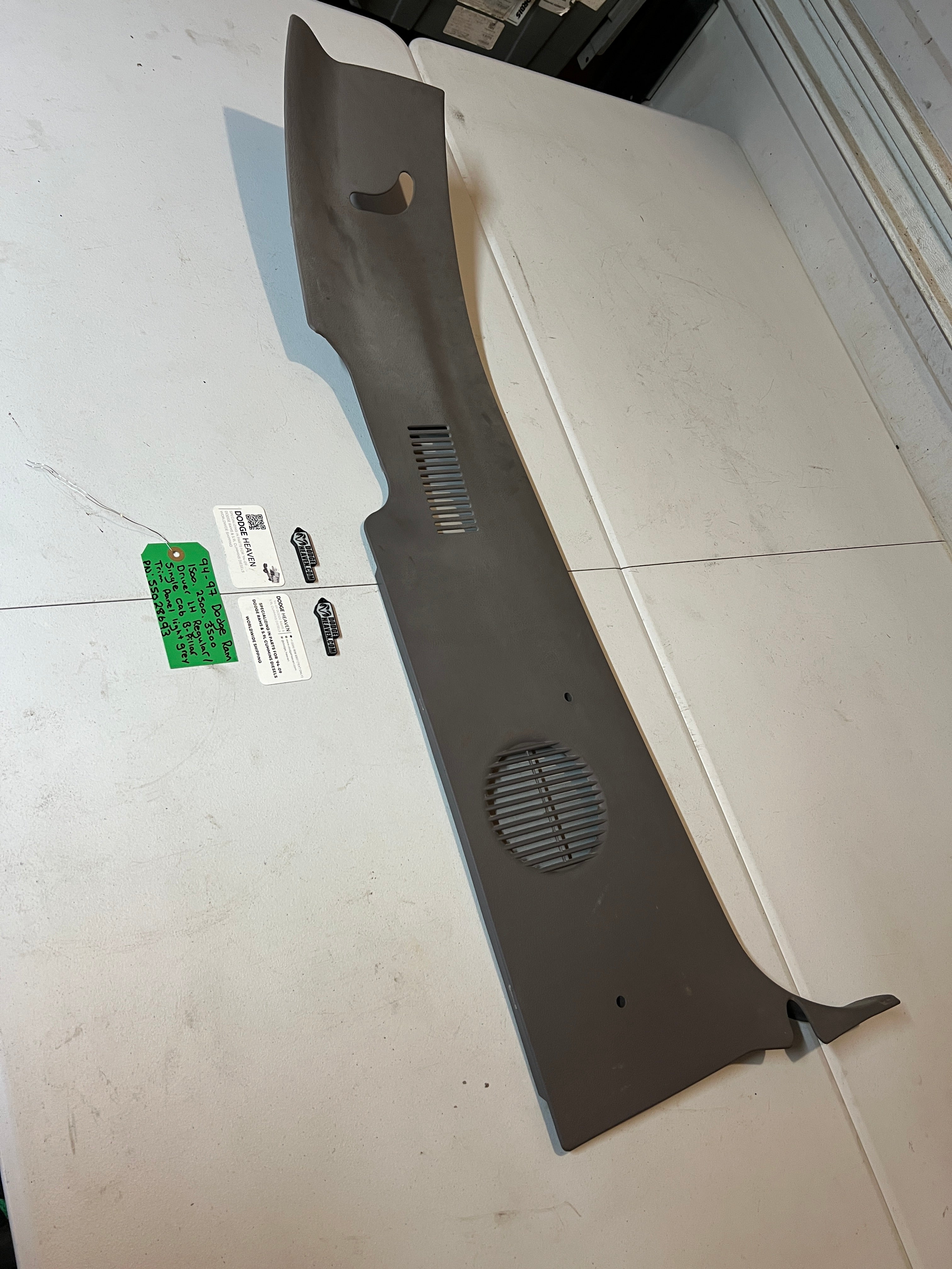 1994-1997 Dodge Ram Regular Cab Driver B-Pillar Trim Panel Light Grey