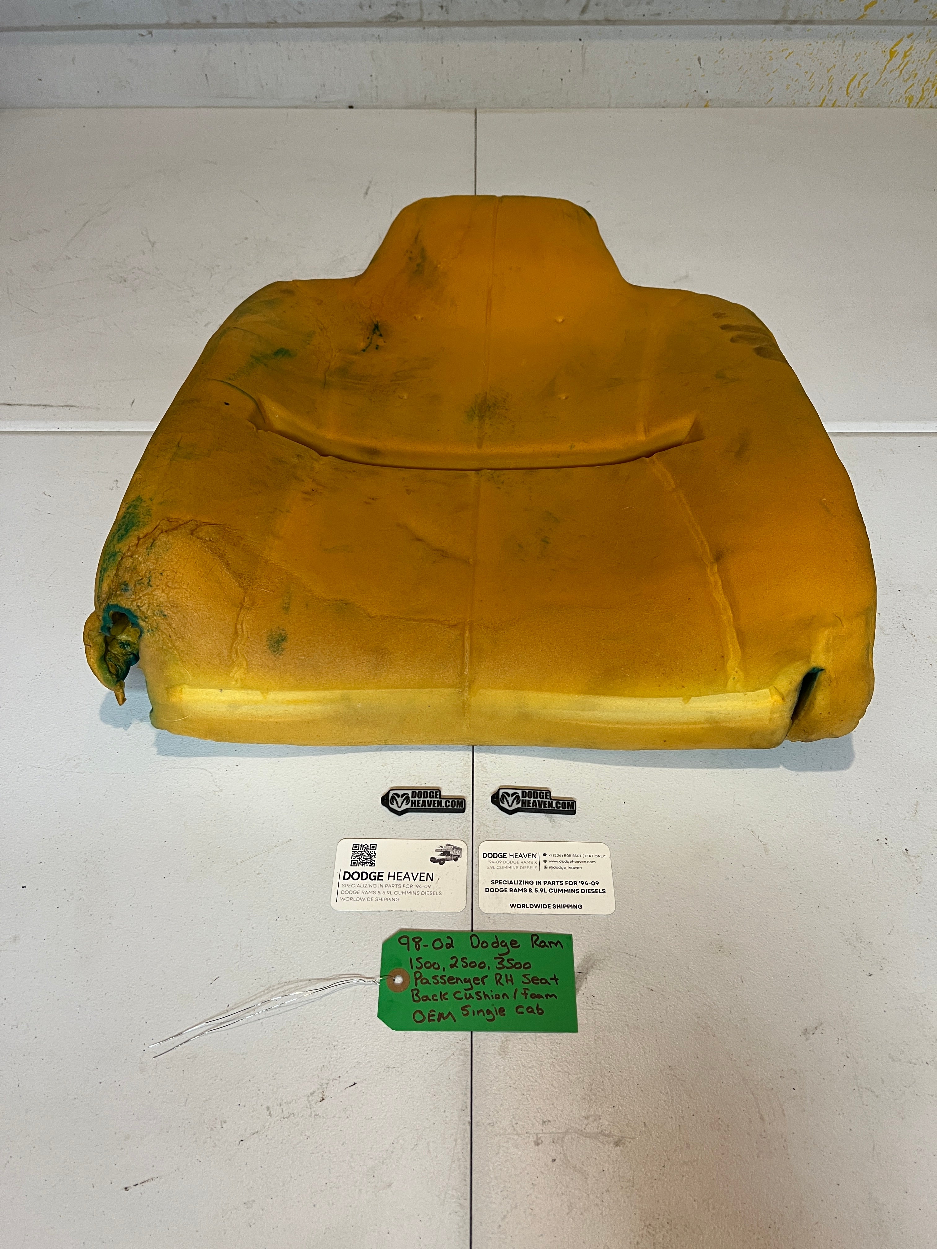 1998-2002 Dodge Ram Single Cab Passenger Seat Back Foam / Cushion 1500-3500