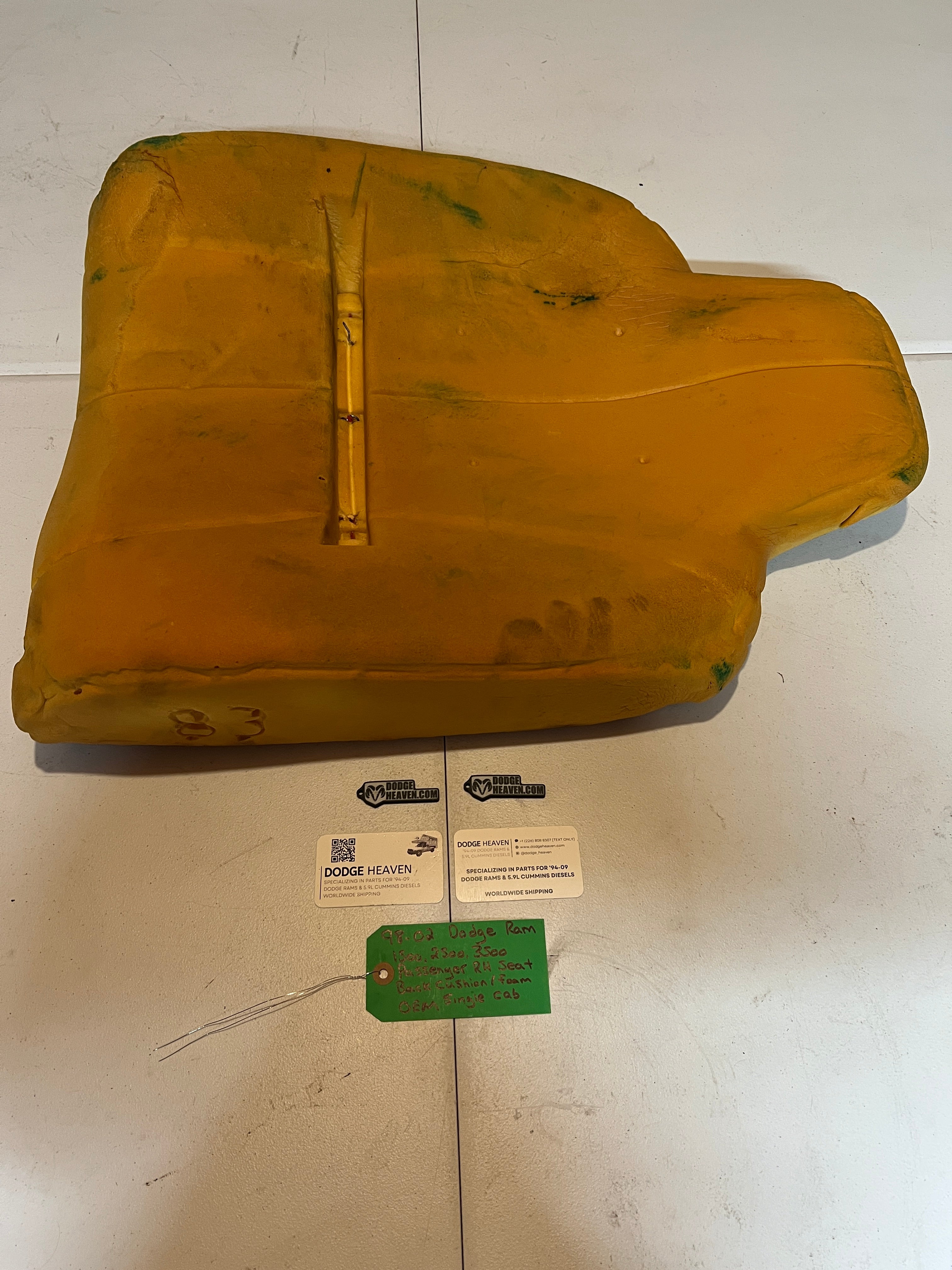 1998-2002 Dodge Ram Single Cab Passenger Seat Back Foam / Cushion 1500-3500