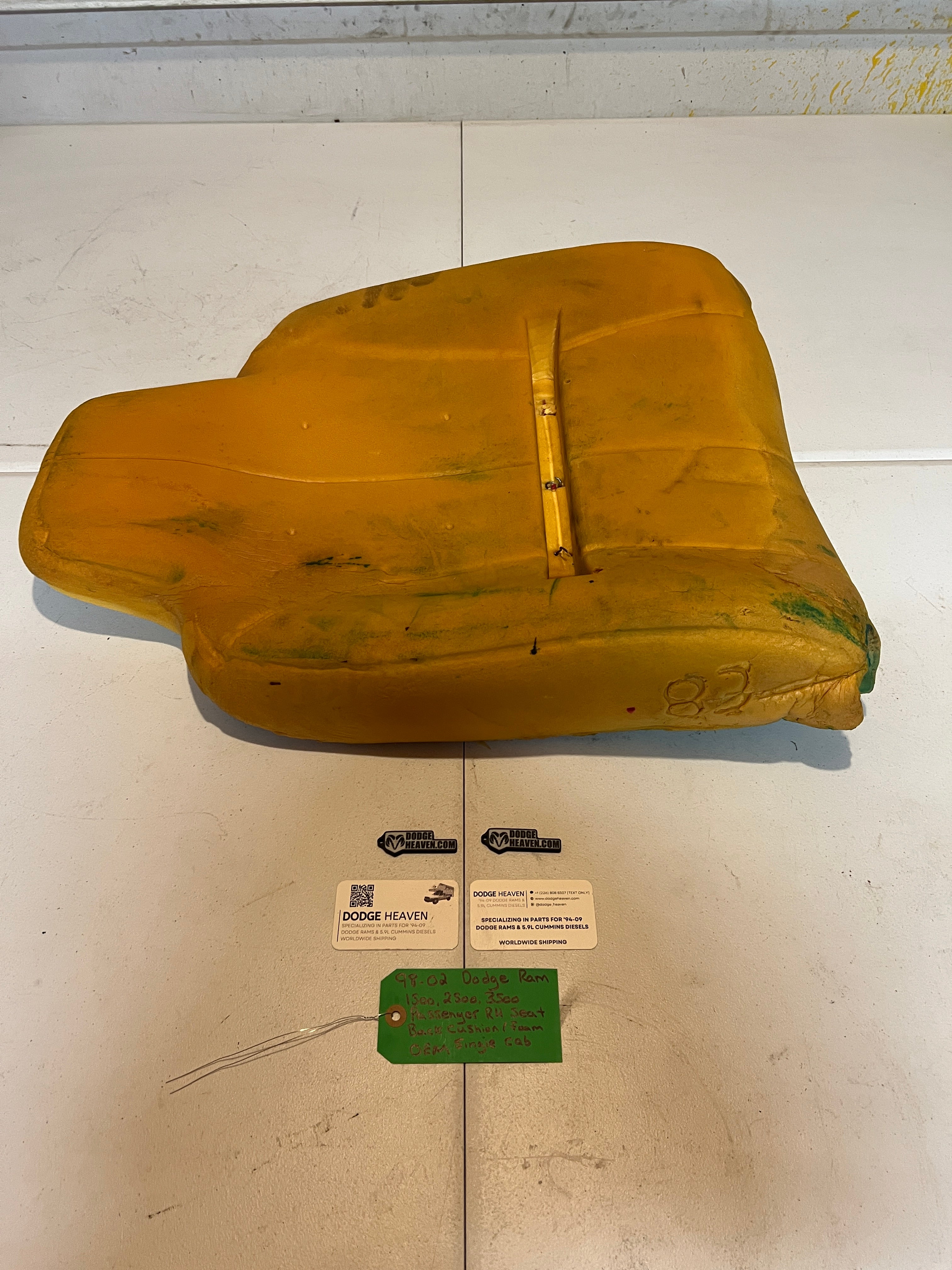 1998-2002 Dodge Ram Single Cab Passenger Seat Back Foam / Cushion 1500-3500