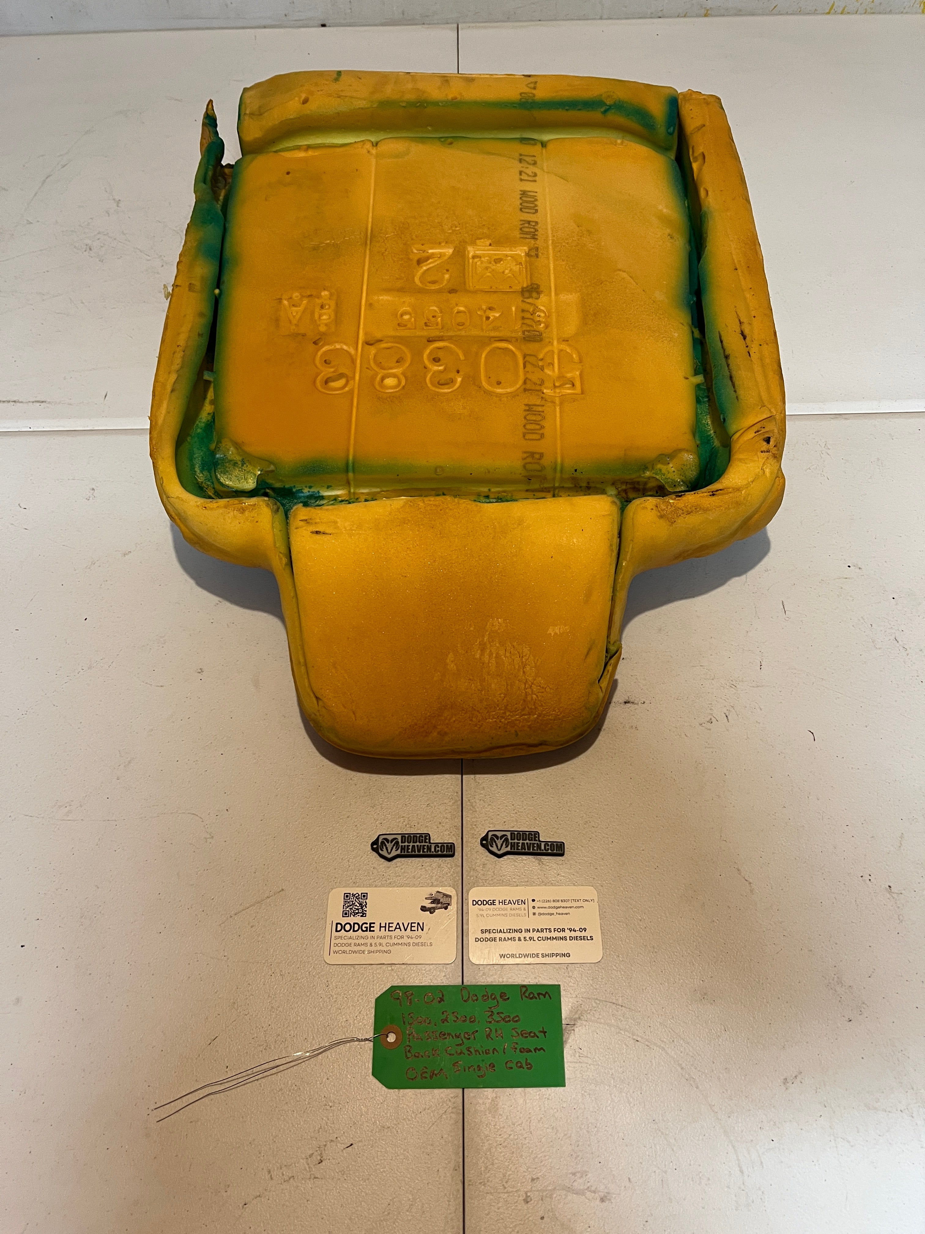 1998-2002 Dodge Ram Single Cab Passenger Seat Back Foam / Cushion 1500-3500