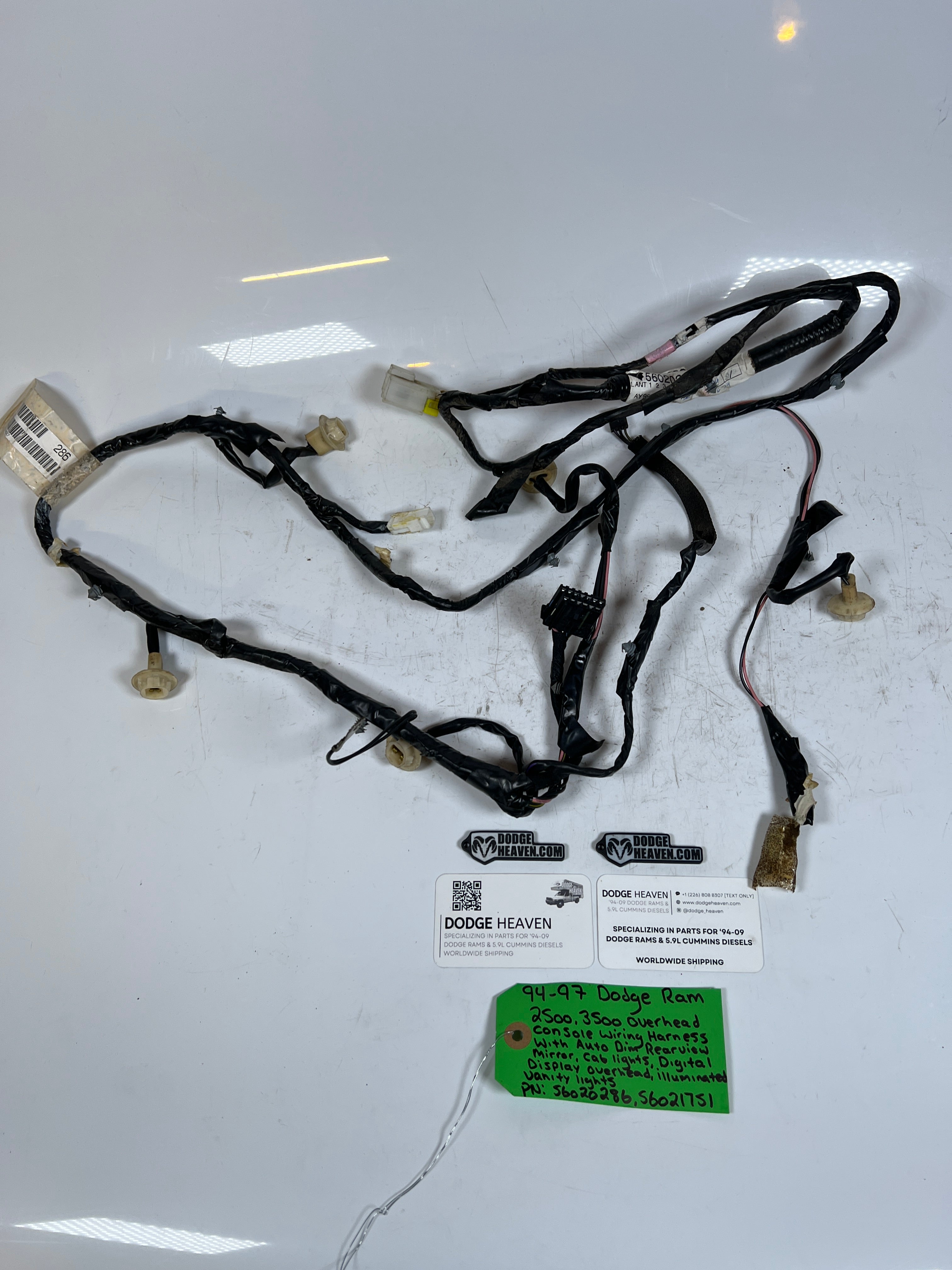 1994-1997 Dodge Ram 2500 3500 Overhead Console Wiring harness With Cab Light