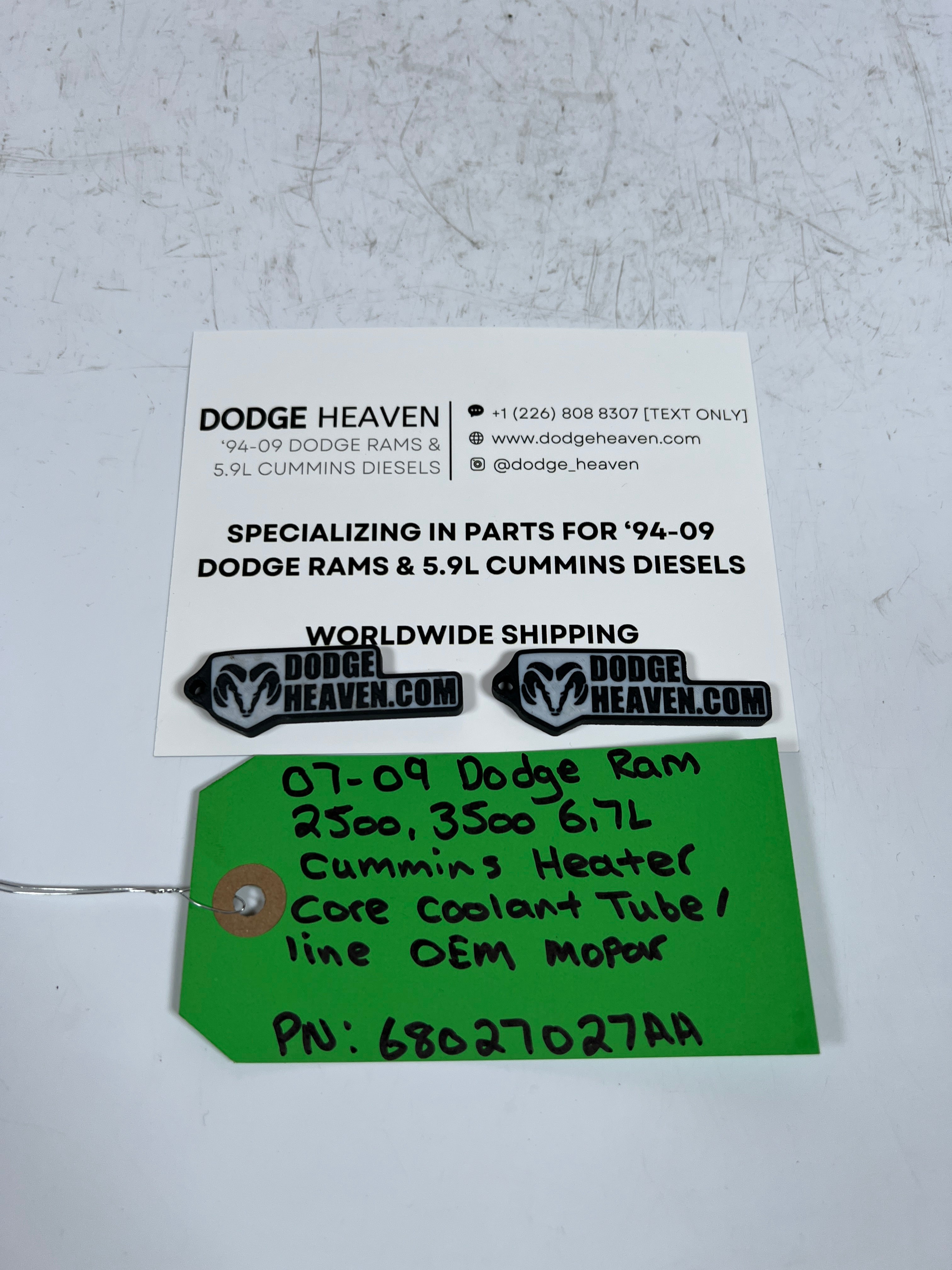 2007-2009 dodge Ram 6.7L Cummins Heater Core Coolant tube