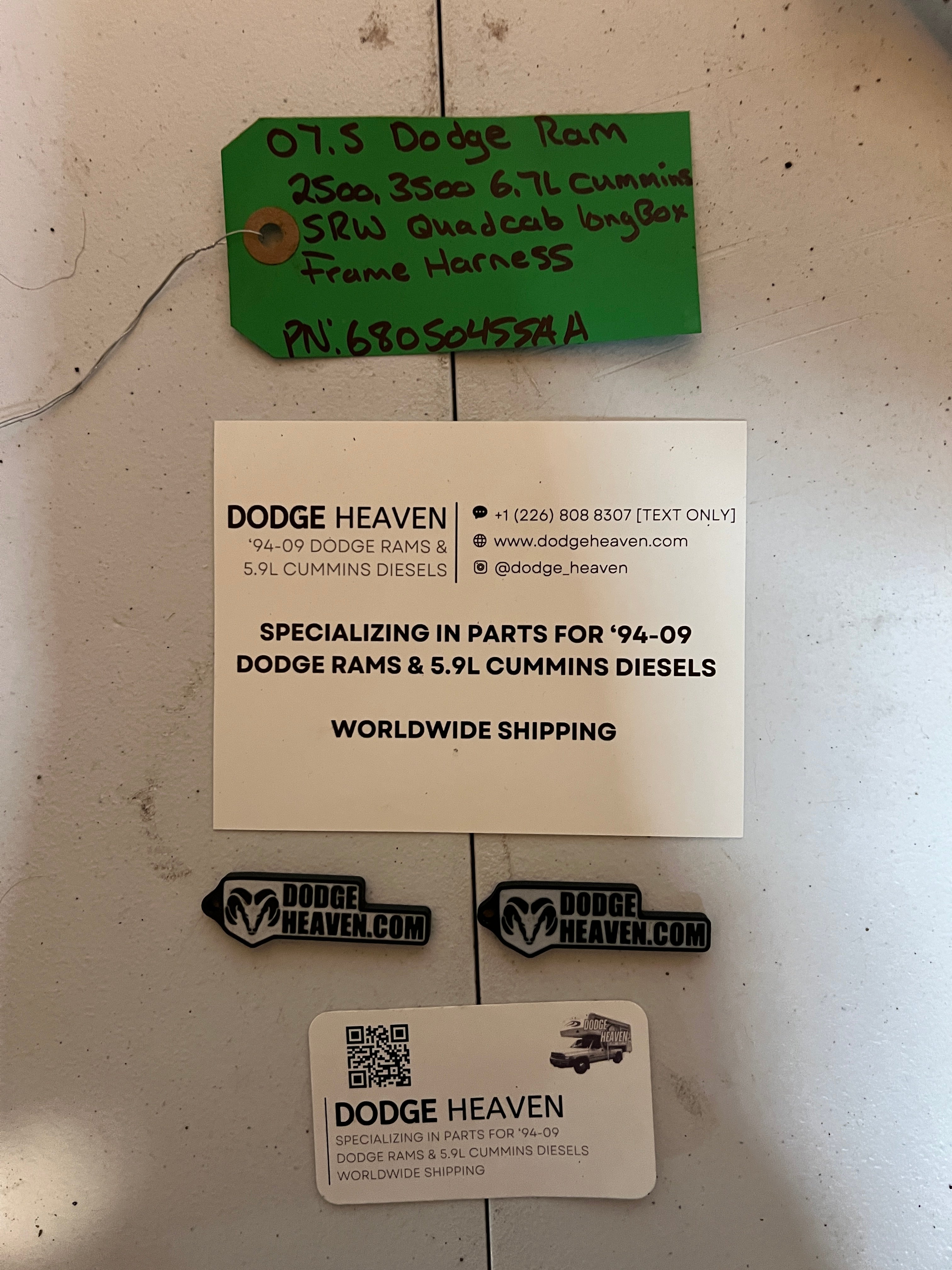 2007.5-2007.5 Dodge Ram 2500 3500 SRW Quad Cab Long Box Frame Harness