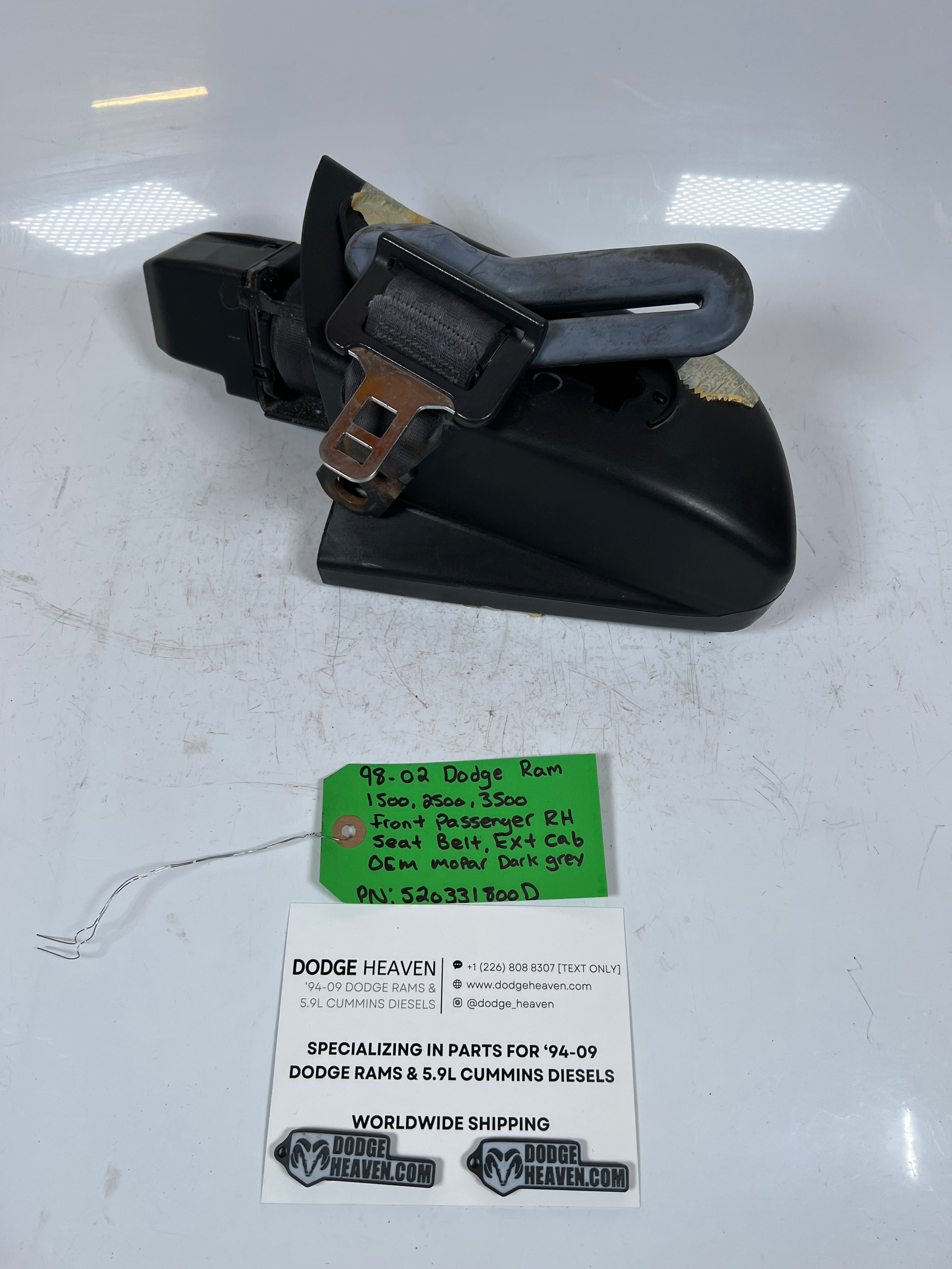 1998-2002 Dodge Ram 1500-3500 Front Passenger Seat Belt Ext Cab