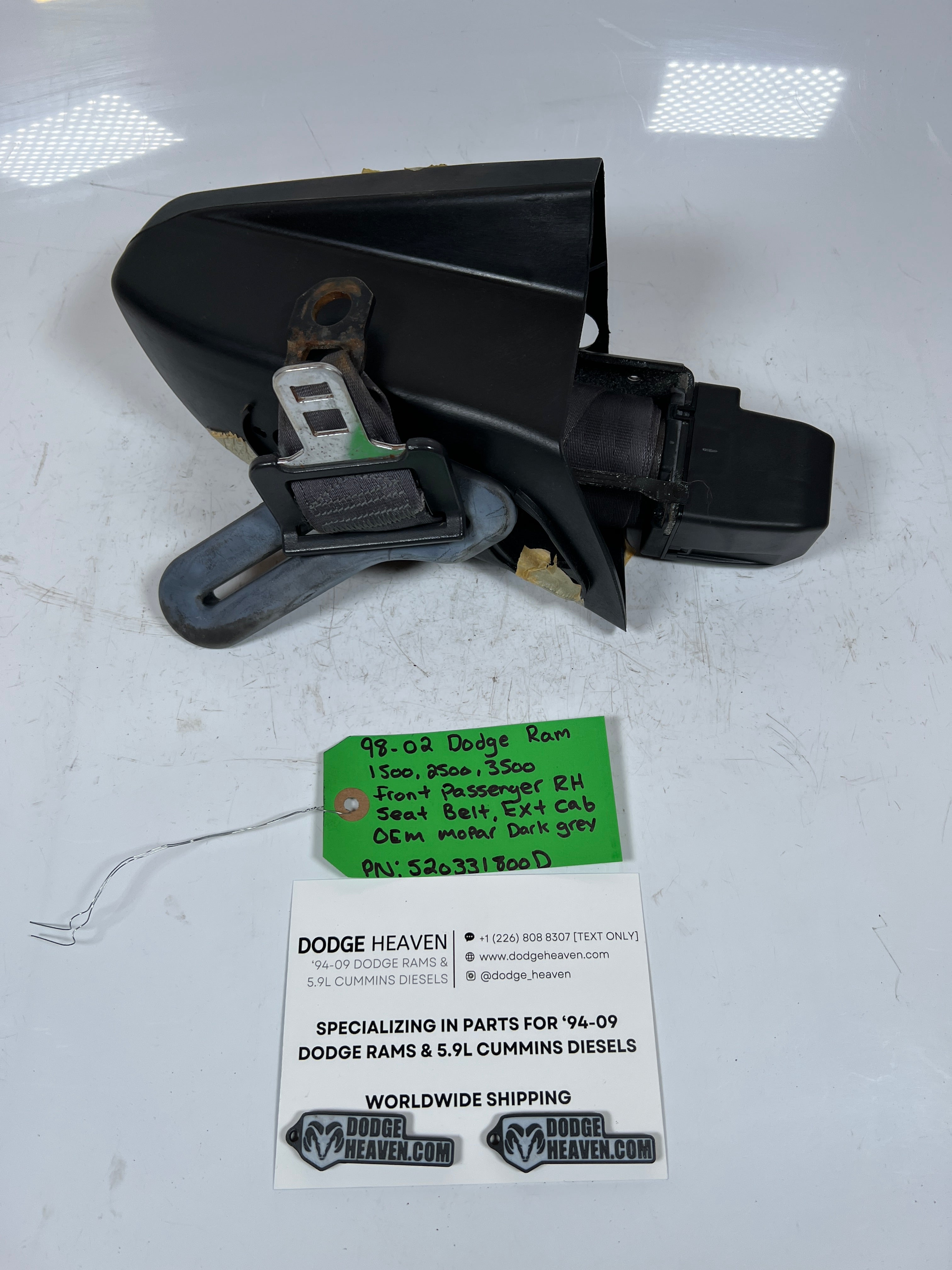 1998-2002 Dodge Ram 1500-3500 Front Passenger Seat Belt Ext Cab