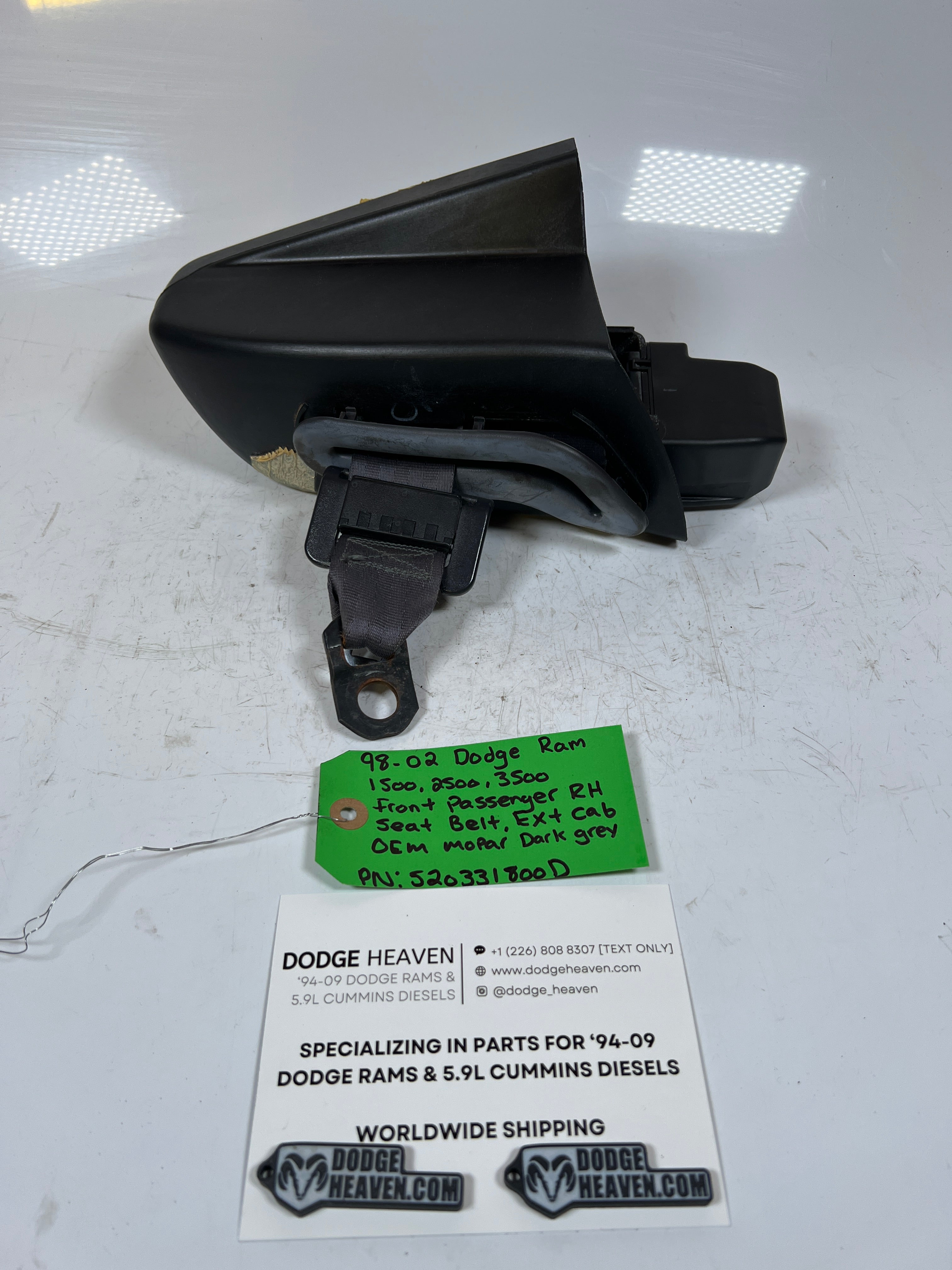 1998-2002 Dodge Ram 1500-3500 Front Passenger Seat Belt Ext Cab