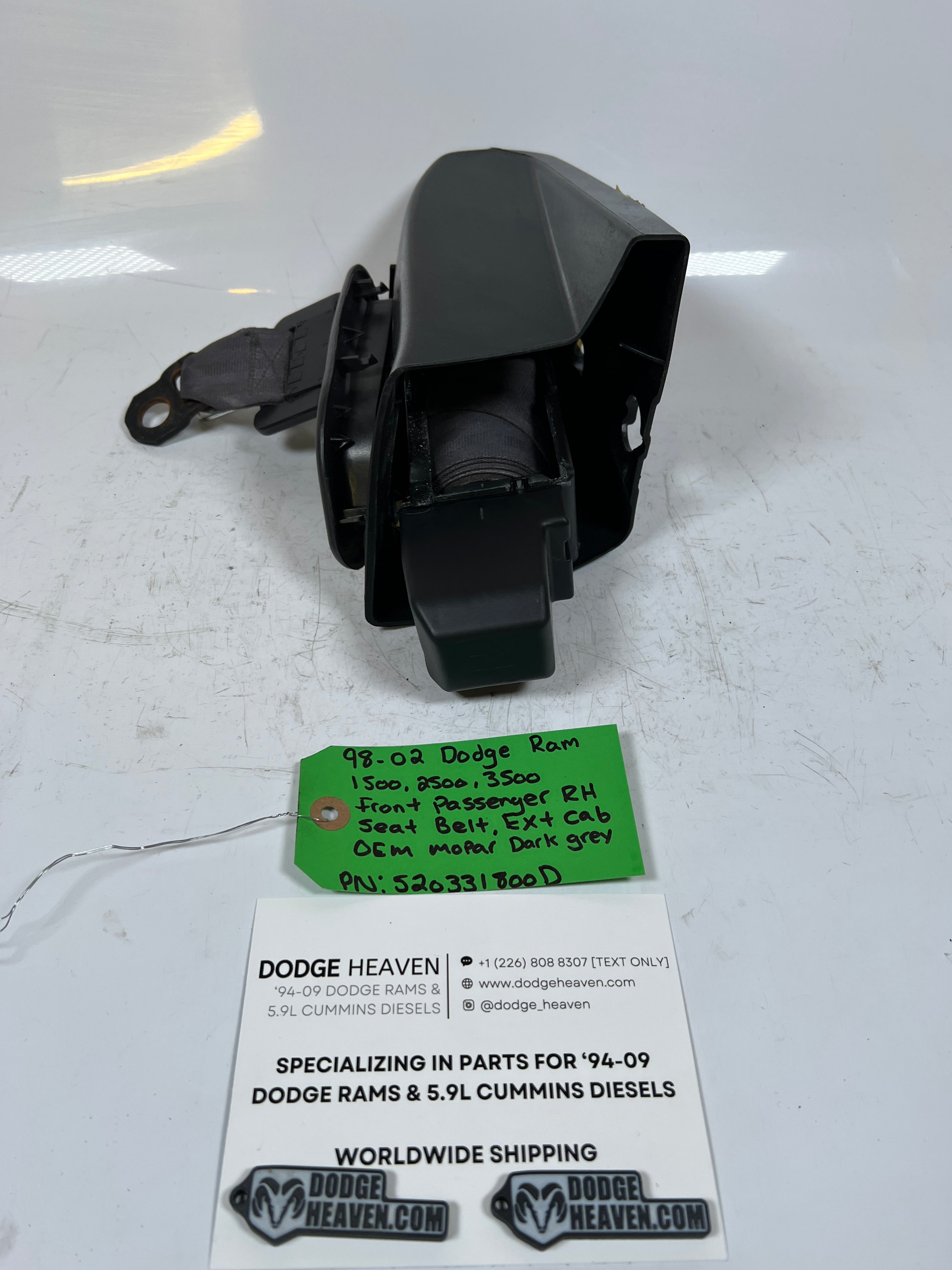 1998-2002 Dodge Ram 1500-3500 Front Passenger Seat Belt Ext Cab