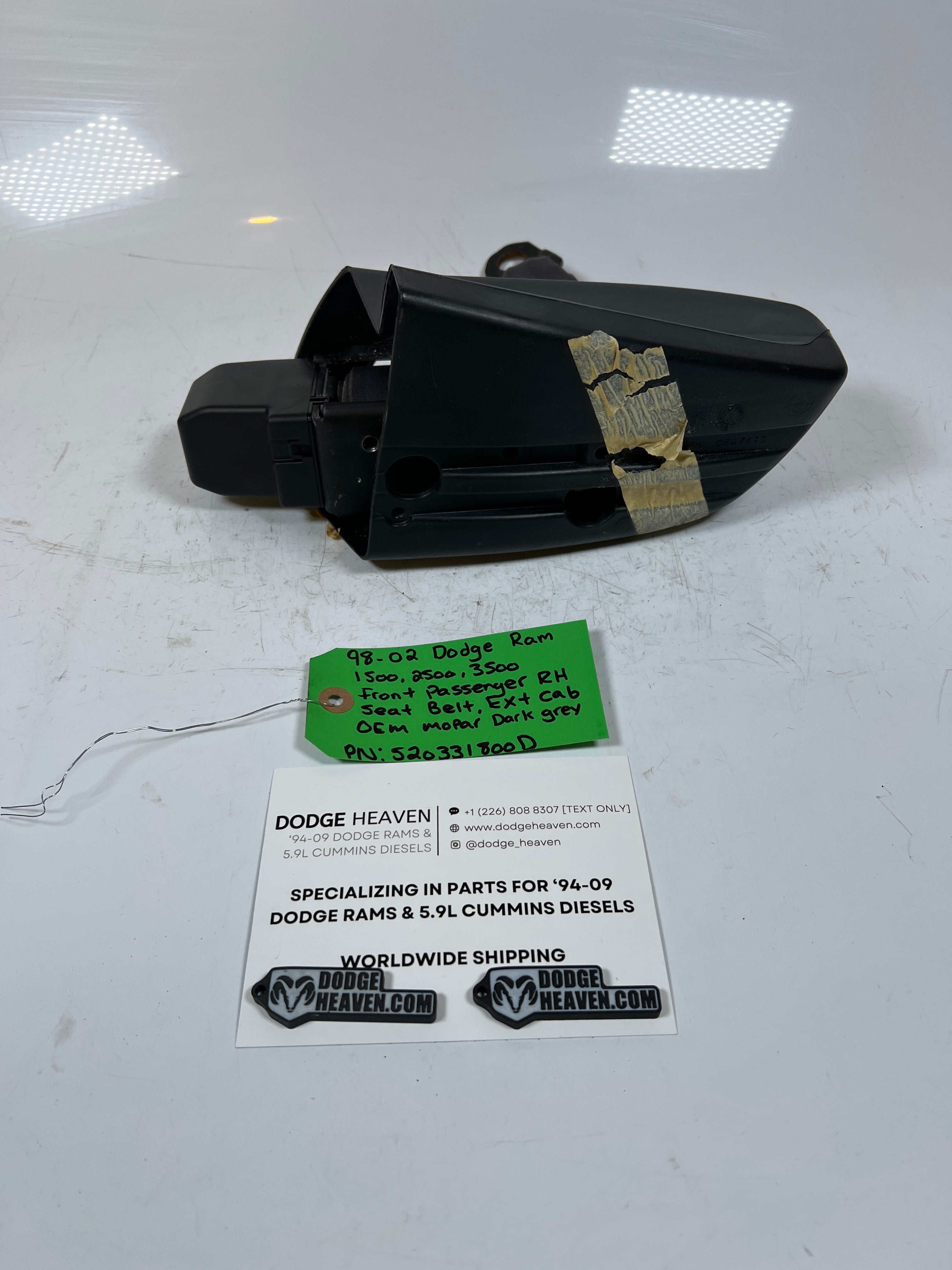 1998-2002 Dodge Ram 1500-3500 Front Passenger Seat Belt Ext Cab