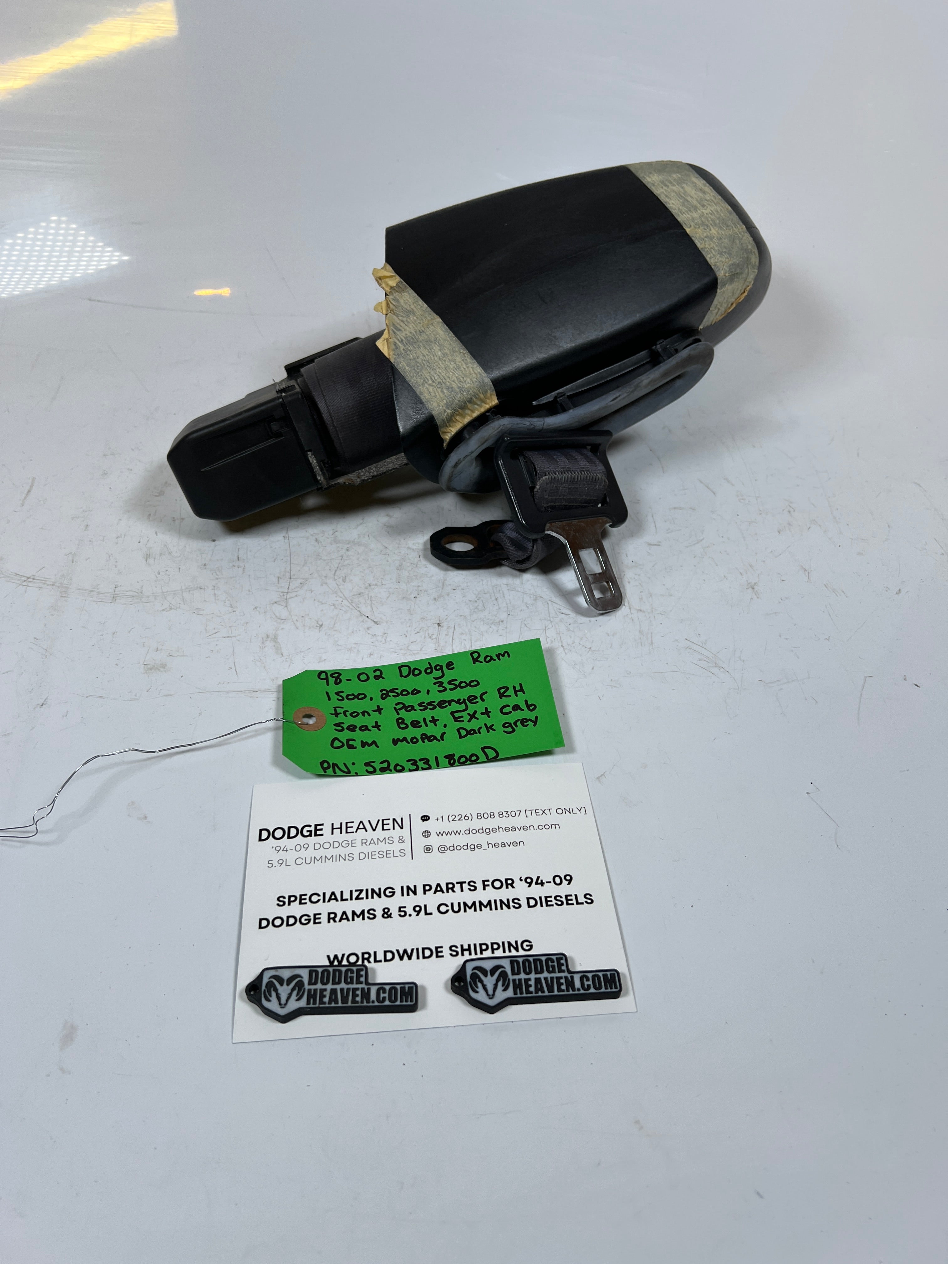 1998-2002 Dodge Ram 1500-3500 Front Passenger Seat Belt Ext Cab