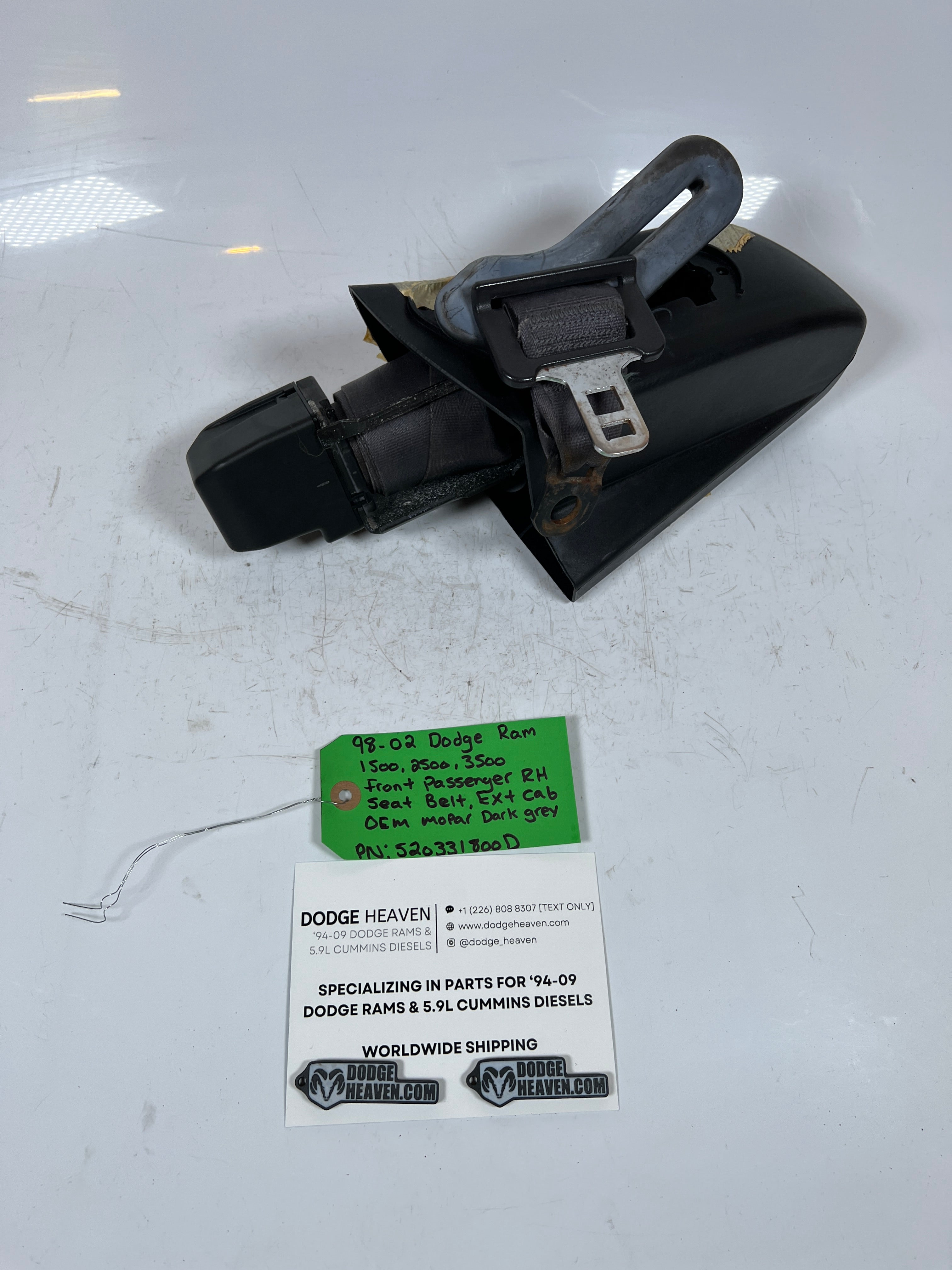 1998-2002 Dodge Ram 1500-3500 Front Passenger Seat Belt Ext Cab