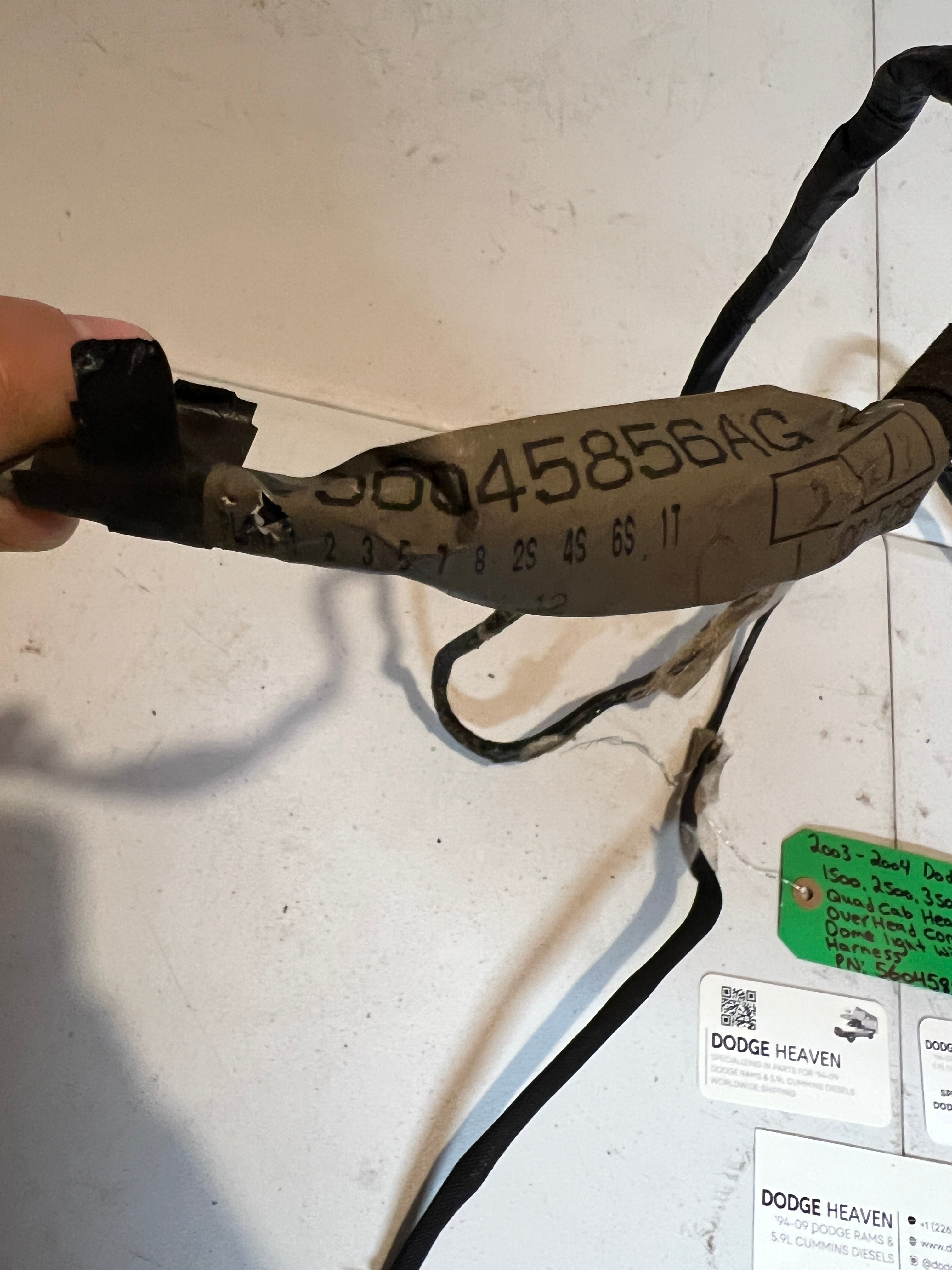 2003-2004 Dodge Ram Headliner Over Head Console Wiring Harness