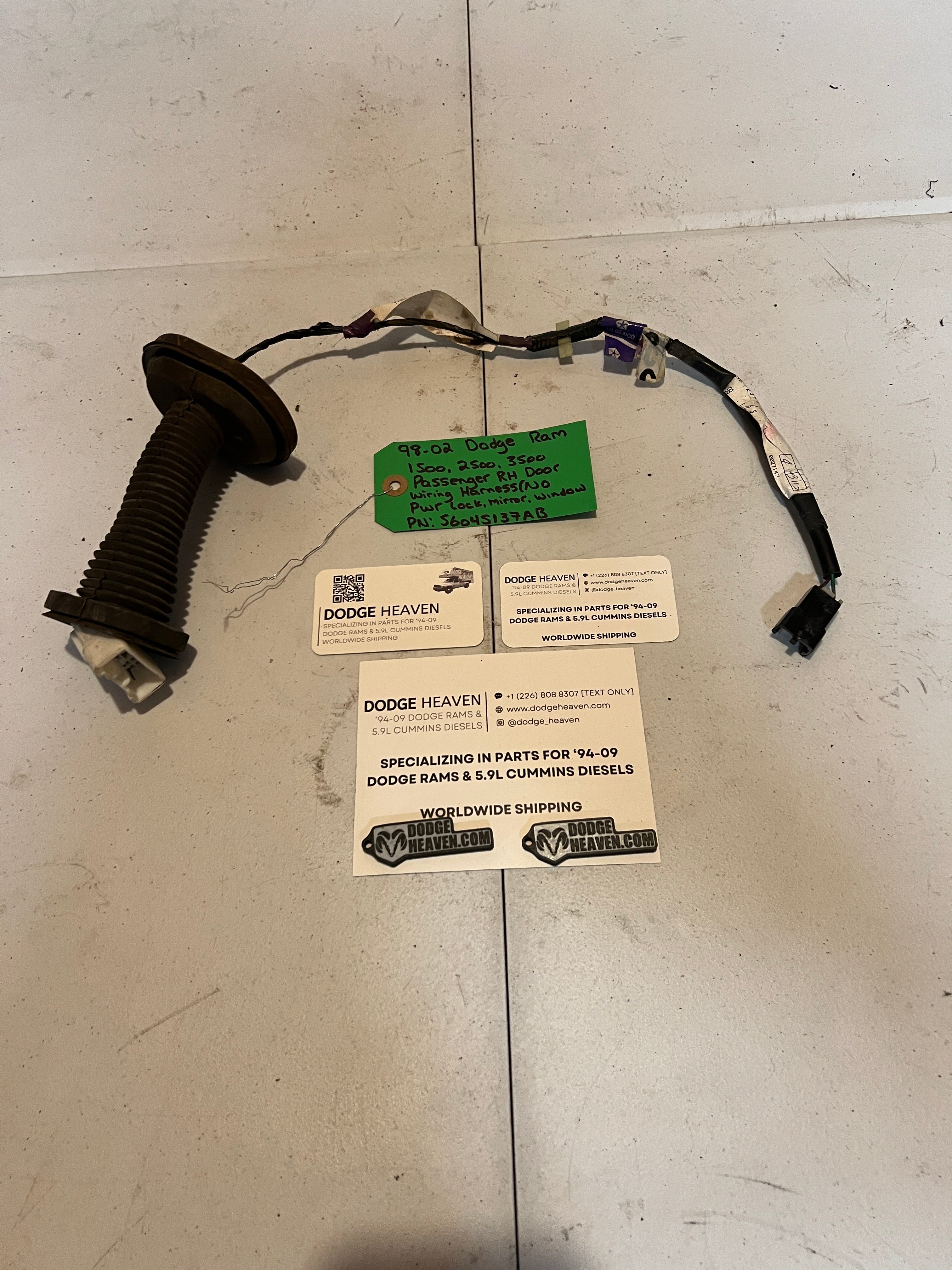 1998-2002 Dodge Ram Passenger RH Door Wiring Harness (No Power)