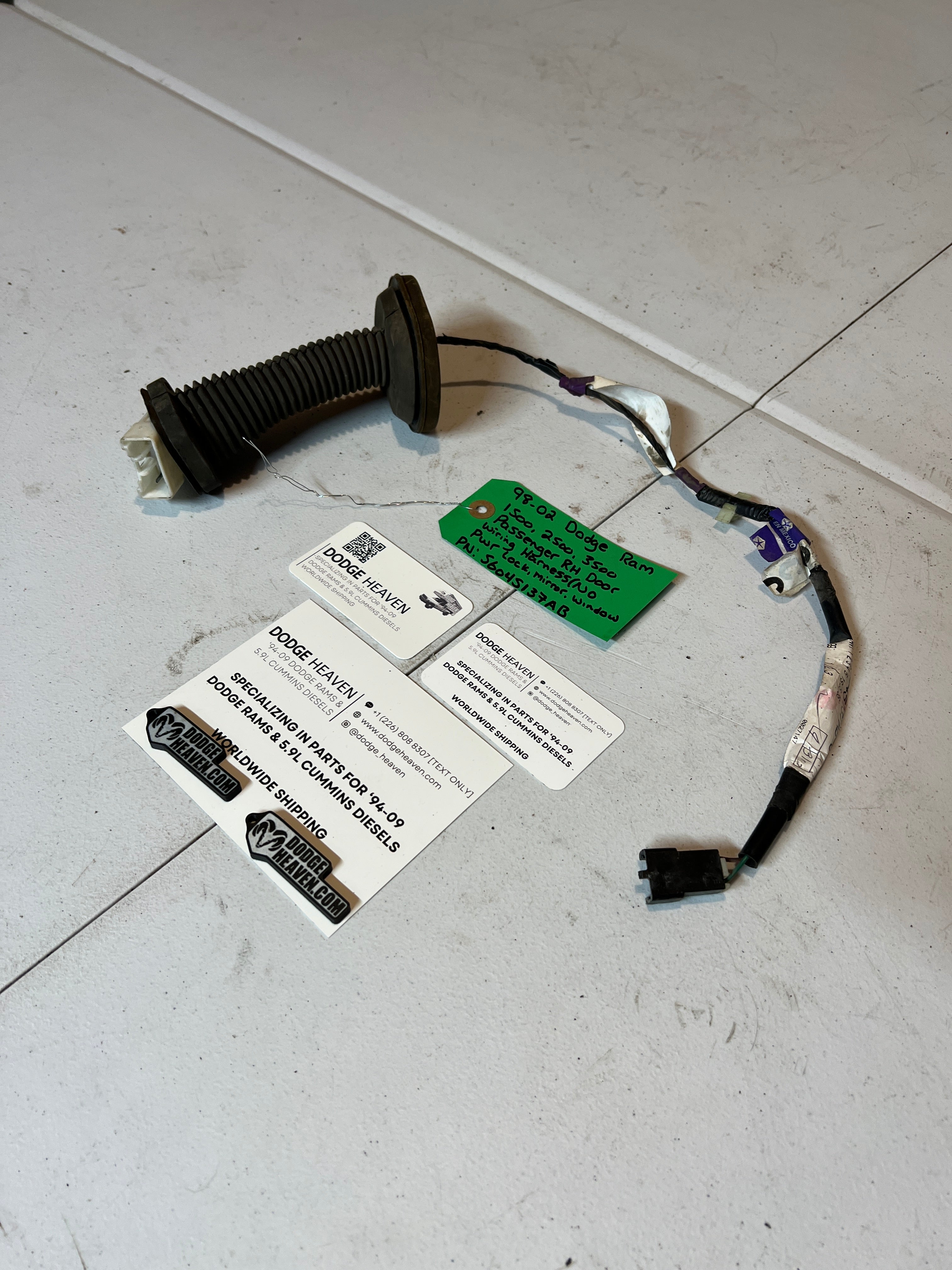 1998-2002 Dodge Ram Passenger RH Door Wiring Harness (No Power)