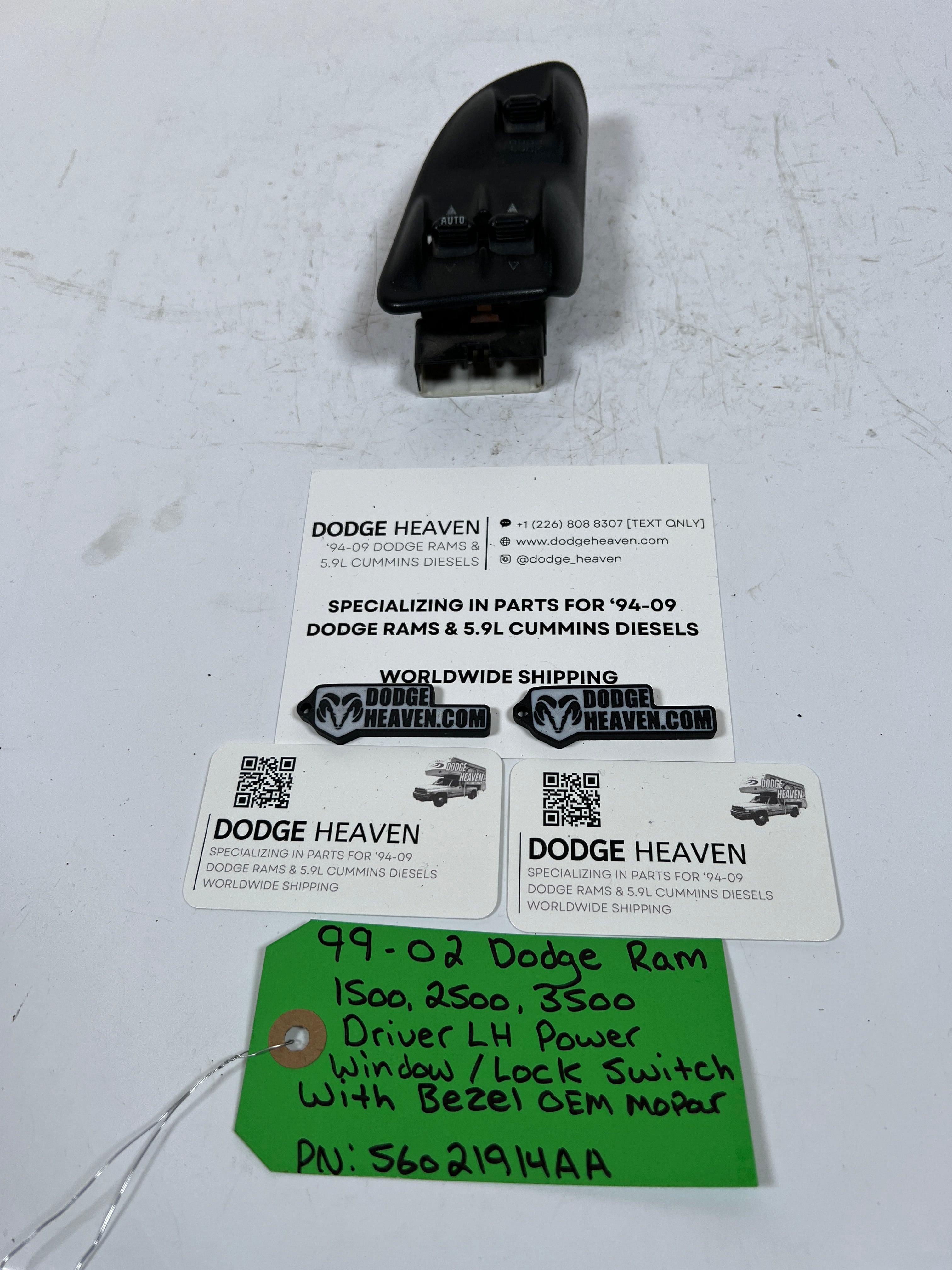 1999-2002 Dodge Ram Driver LH Power Window / Lock Switch W Bezel