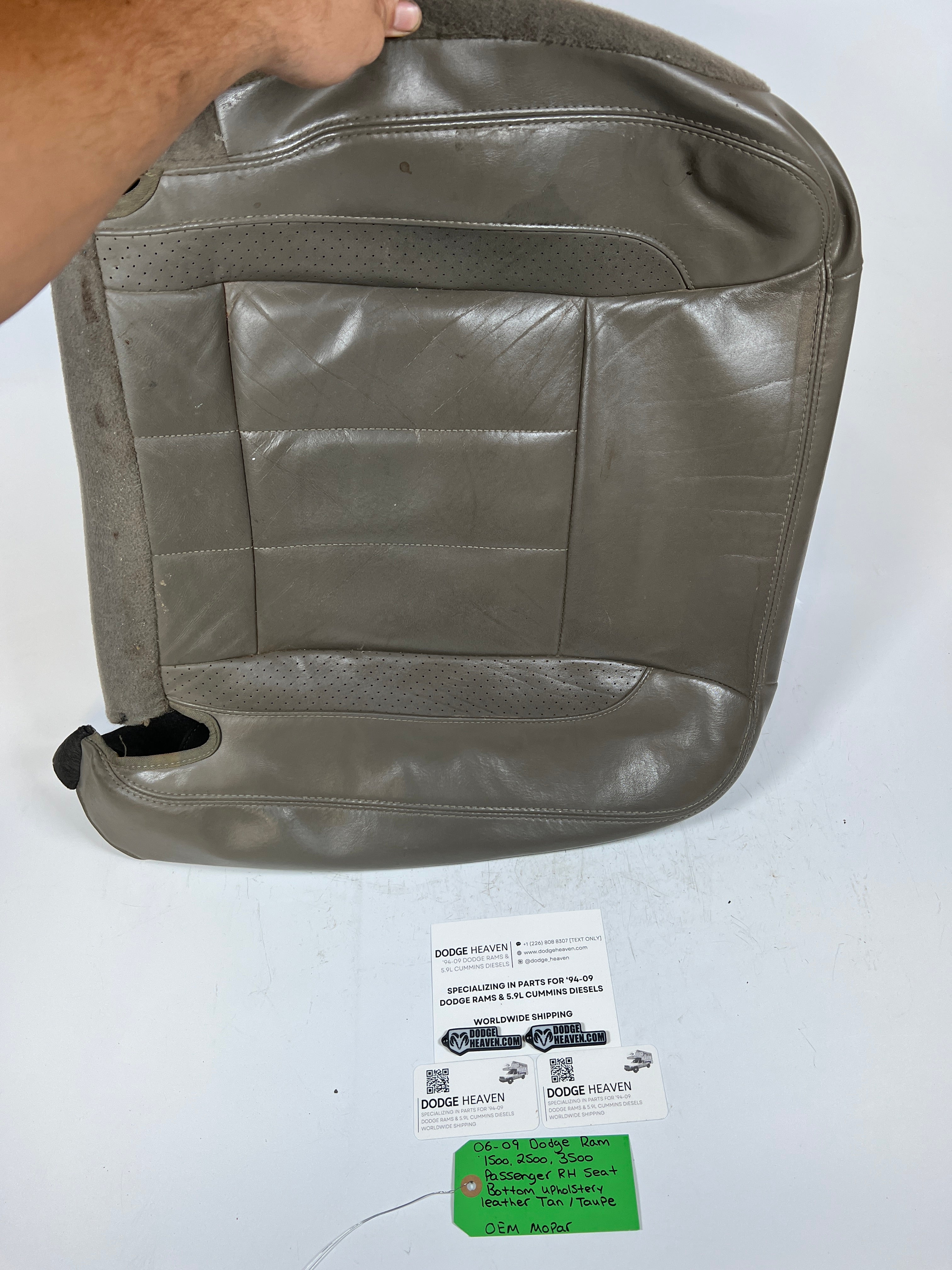 2006-2009 Dodge Ram 1500-3500 Passenger Seat Bottom Upholstery Leather Tan
