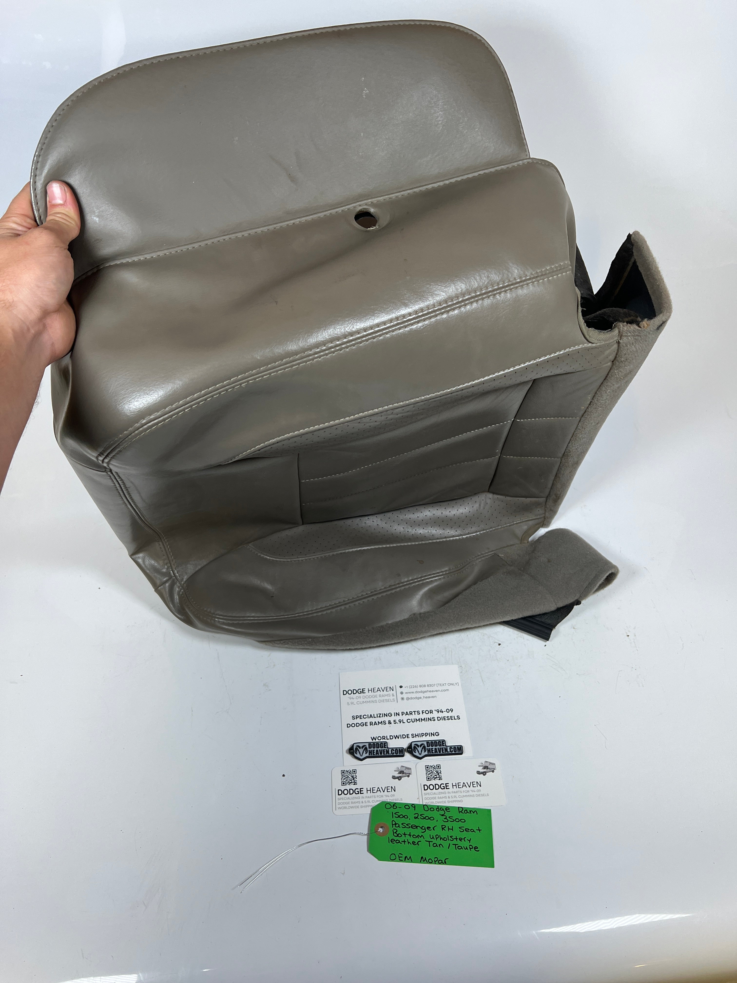 2006-2009 Dodge Ram 1500-3500 Passenger Seat Bottom Upholstery Leather Tan