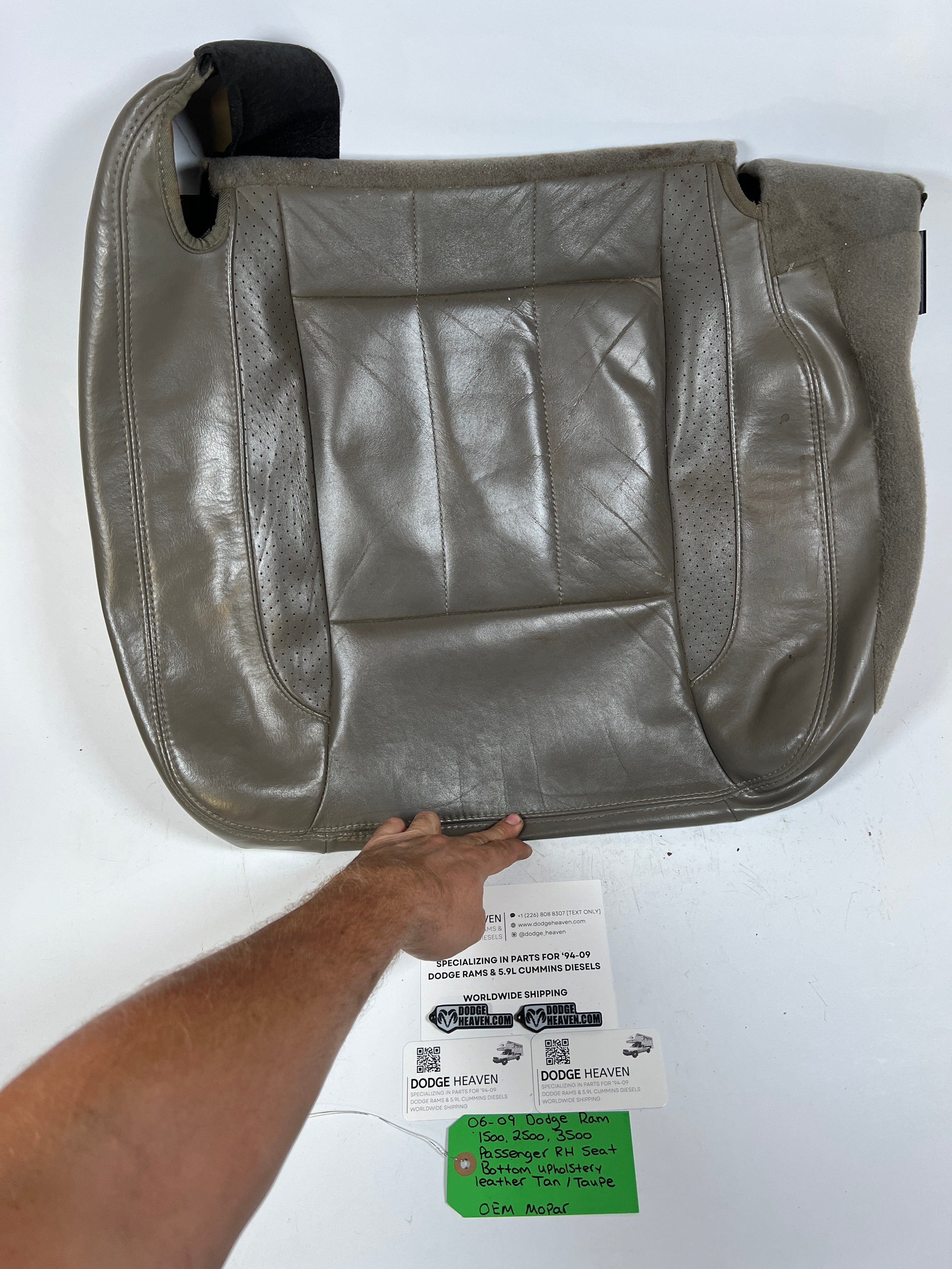 2006-2009 Dodge Ram 1500-3500 Passenger Seat Bottom Upholstery Leather Tan