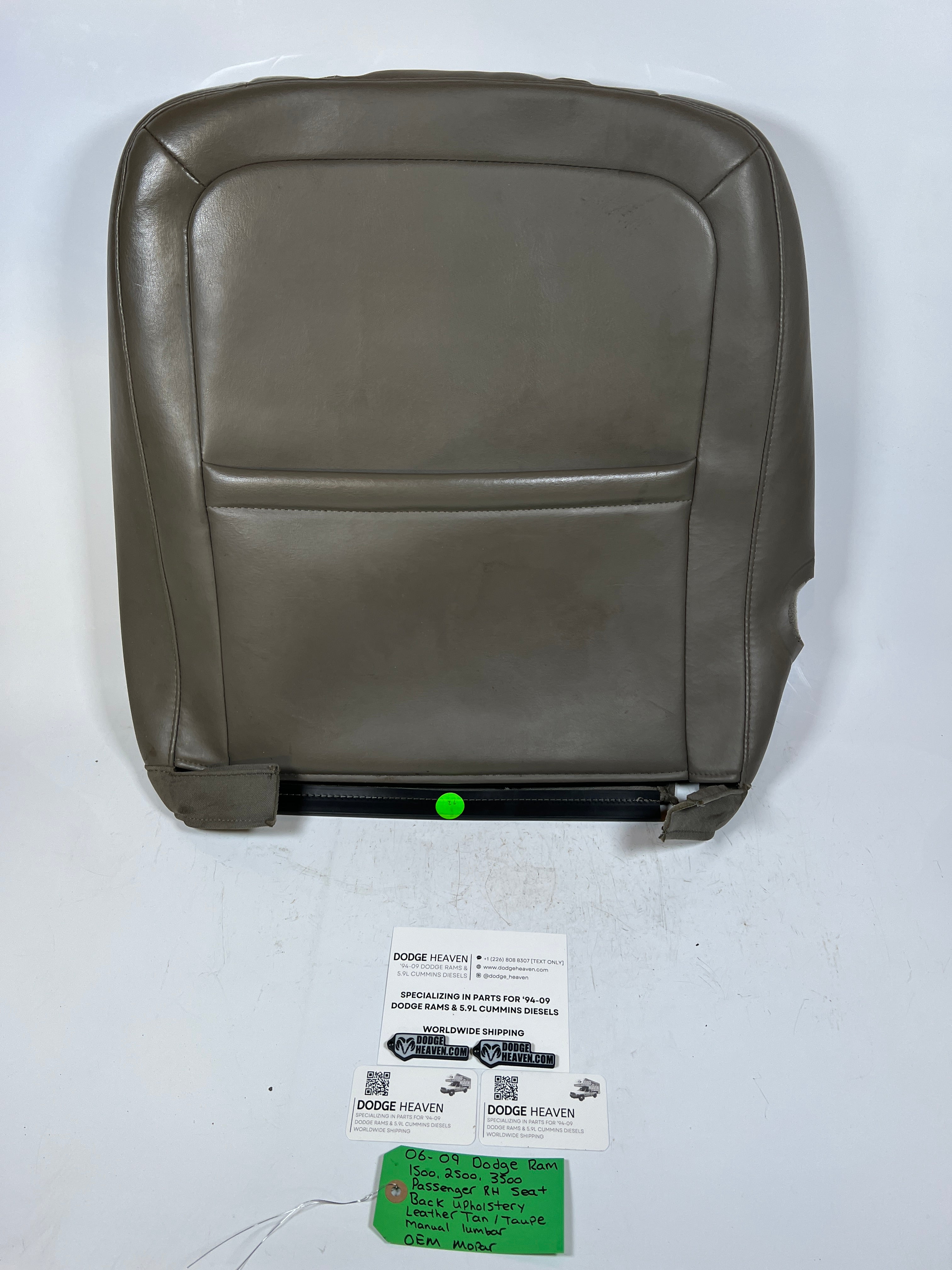 2006-2009 Dodge Ram 1500-3500 Passenger Seat Back Upholstery Leather Tan