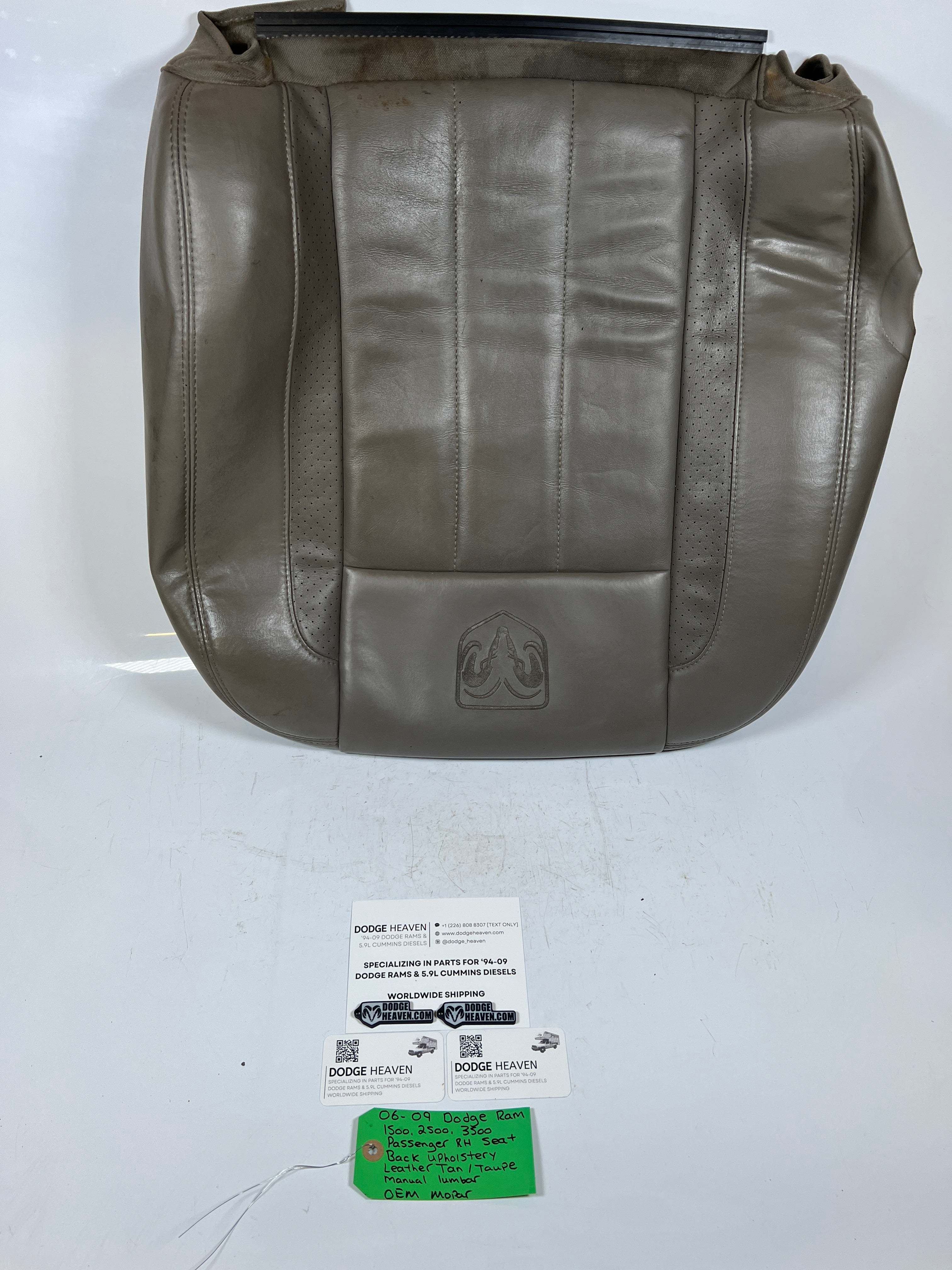 2006-2009 Dodge Ram 1500-3500 Passenger Seat Back Upholstery Leather Tan