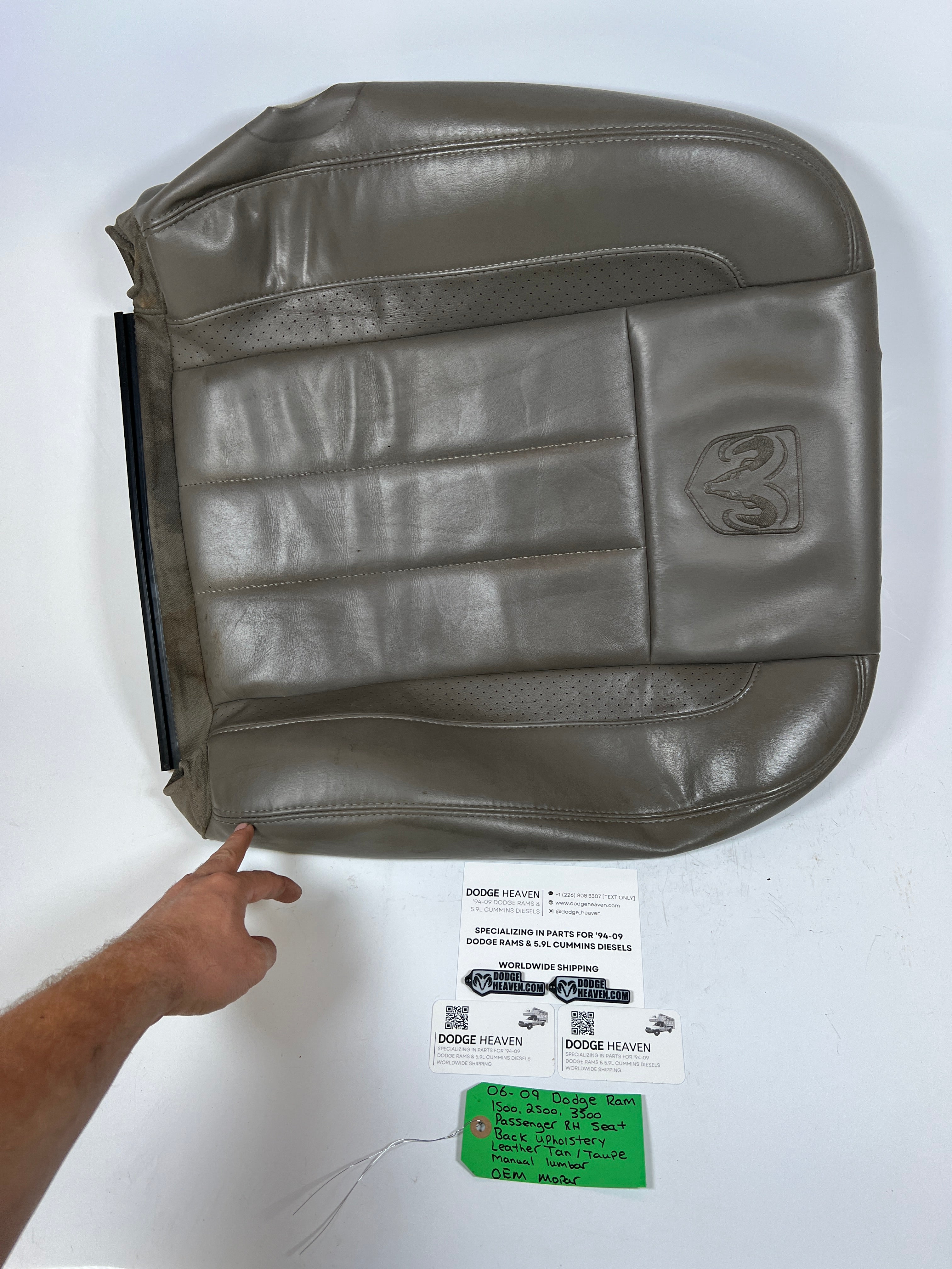 2006-2009 Dodge Ram 1500-3500 Passenger Seat Back Upholstery Leather Tan