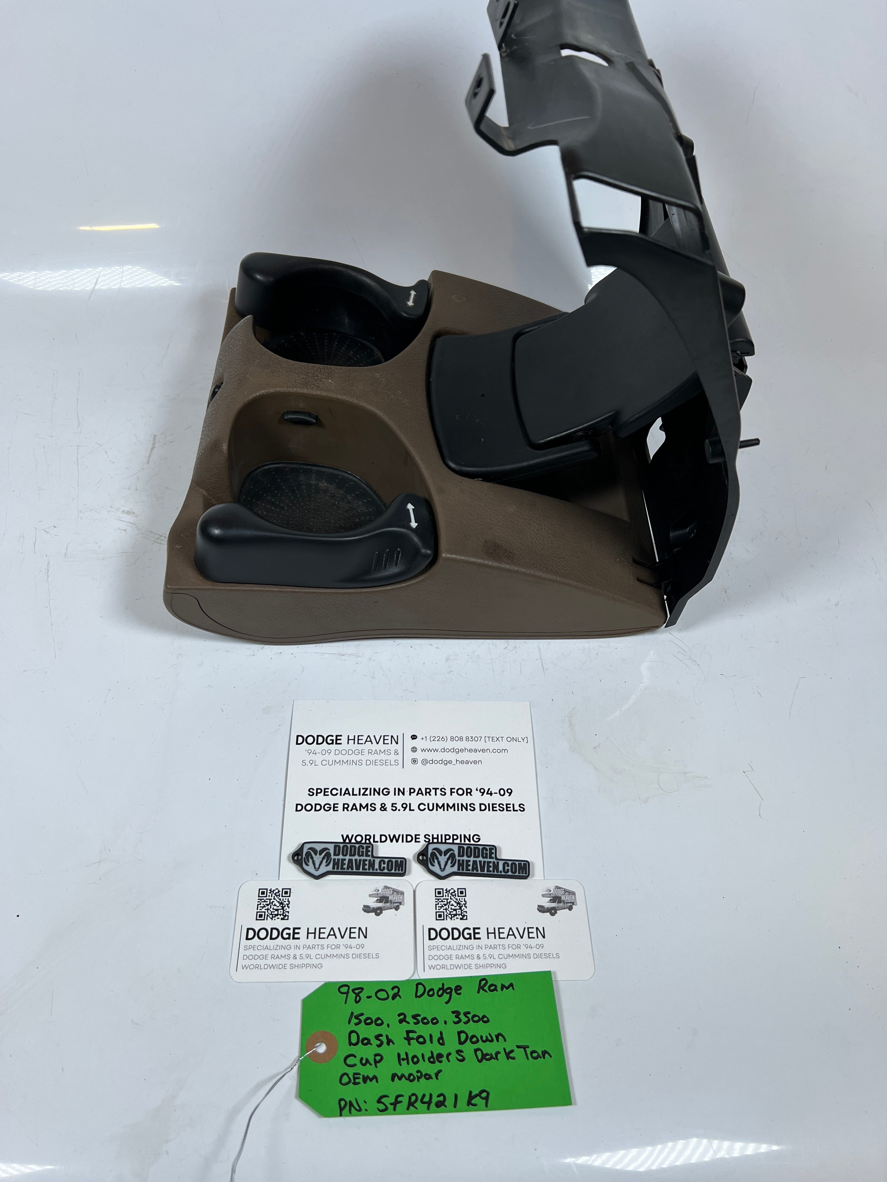 1998-2002 Dodge Ram 1500-3500 Dash Fold Down Cup Holders Dark Tan