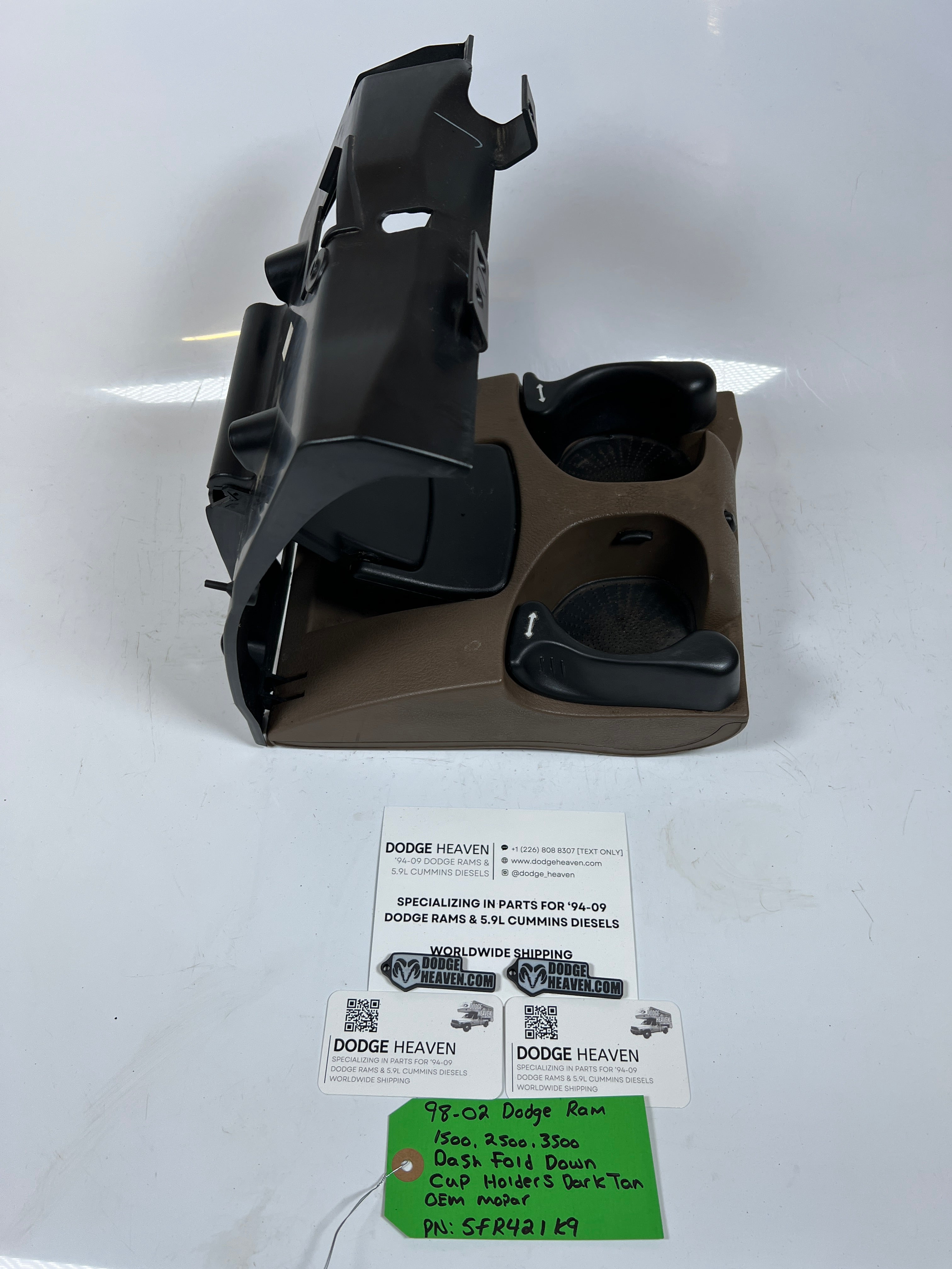 1998-2002 Dodge Ram 1500-3500 Dash Fold Down Cup Holders Dark Tan