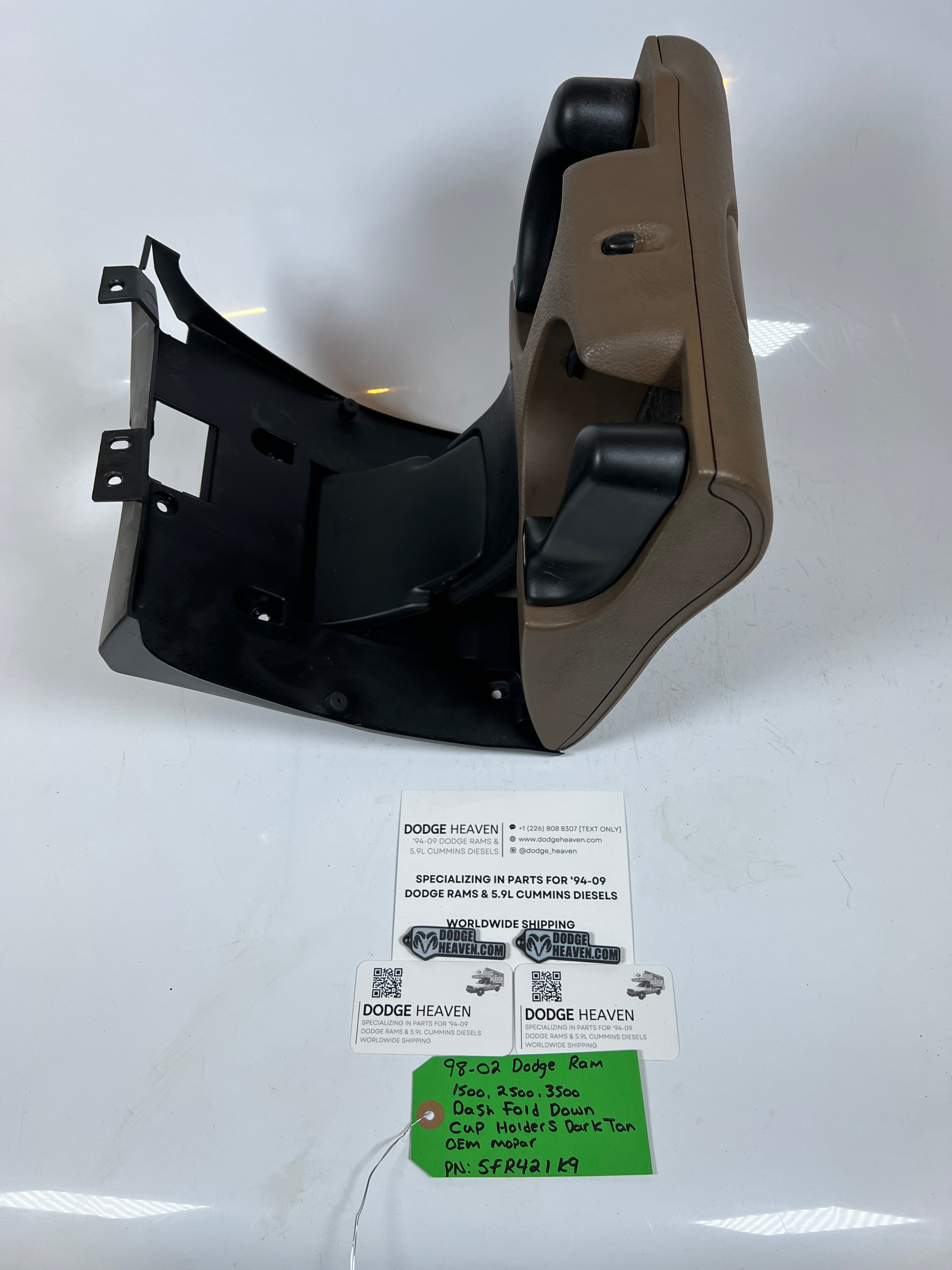 1998-2002 Dodge Ram 1500-3500 Dash Fold Down Cup Holders Dark Tan