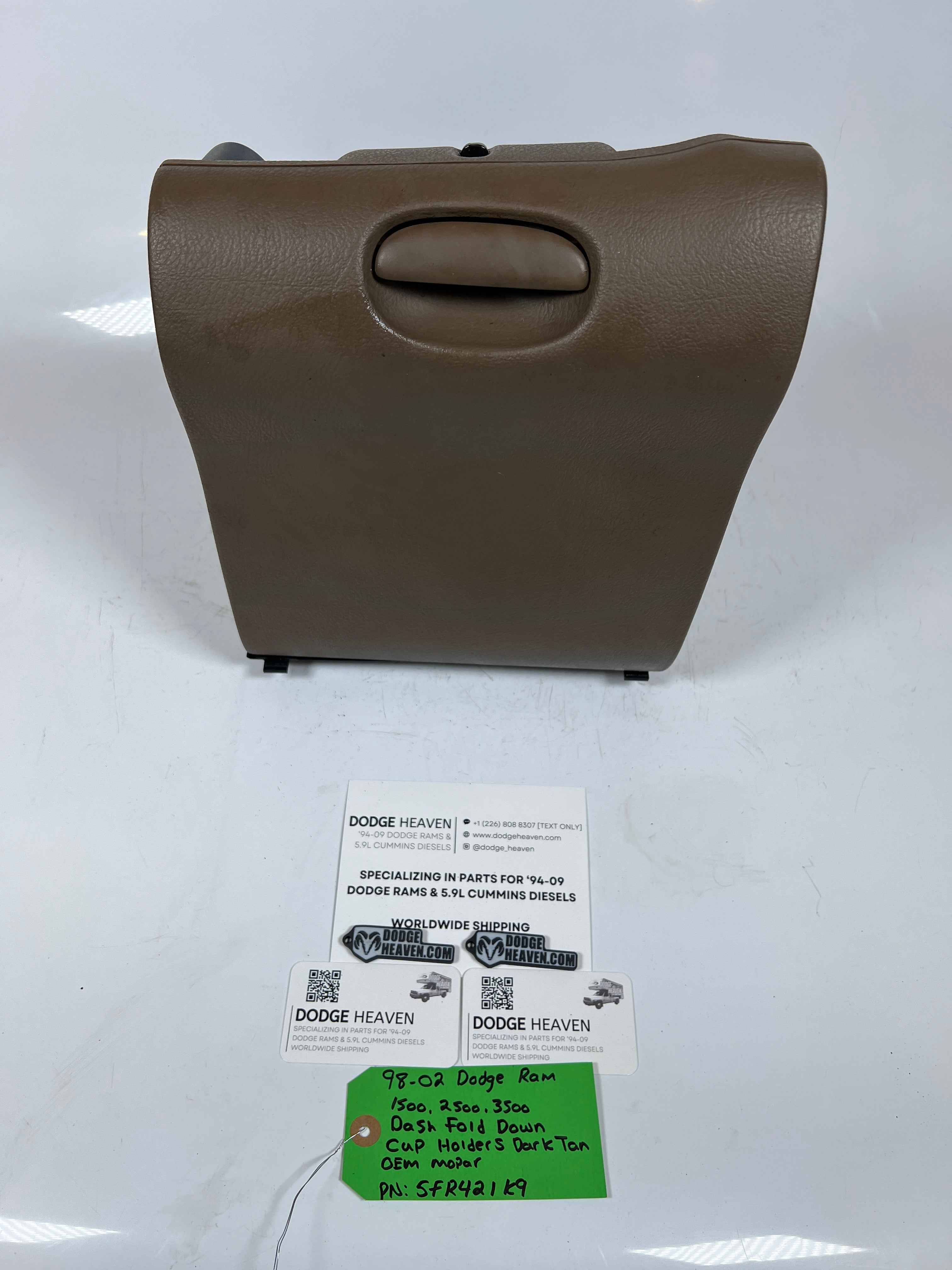 1998-2002 Dodge Ram 1500-3500 Dash Fold Down Cup Holders Dark Tan