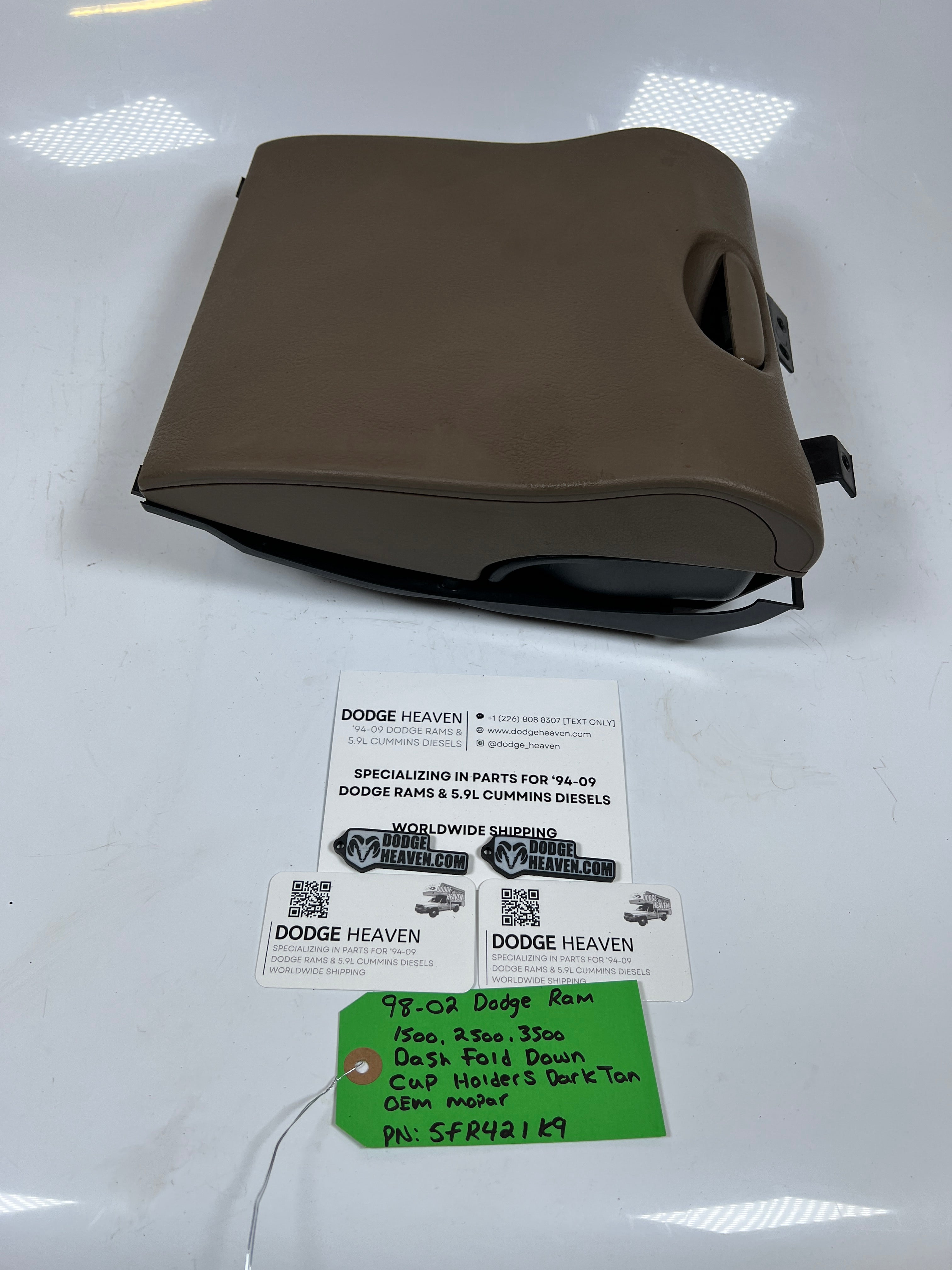 1998-2002 Dodge Ram 1500-3500 Dash Fold Down Cup Holders Dark Tan