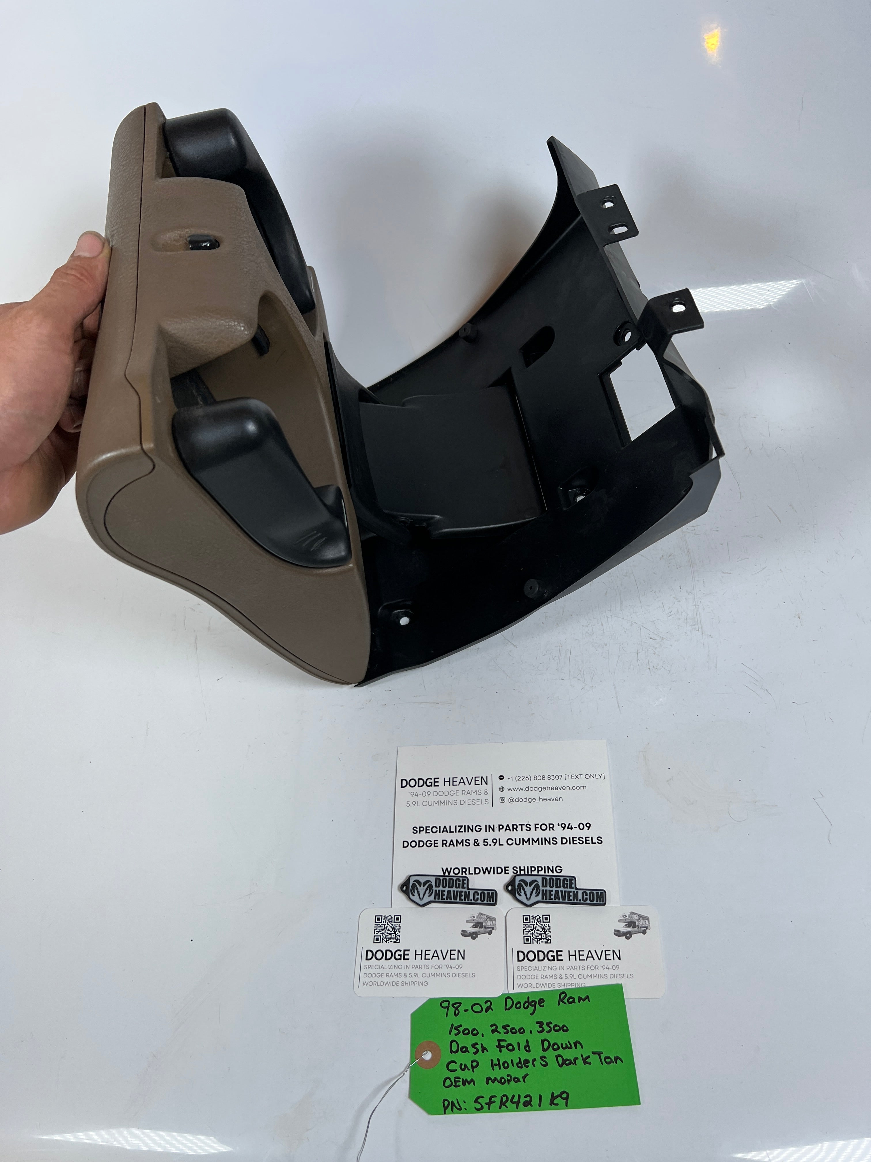 1998-2002 Dodge Ram 1500-3500 Dash Fold Down Cup Holders Dark Tan