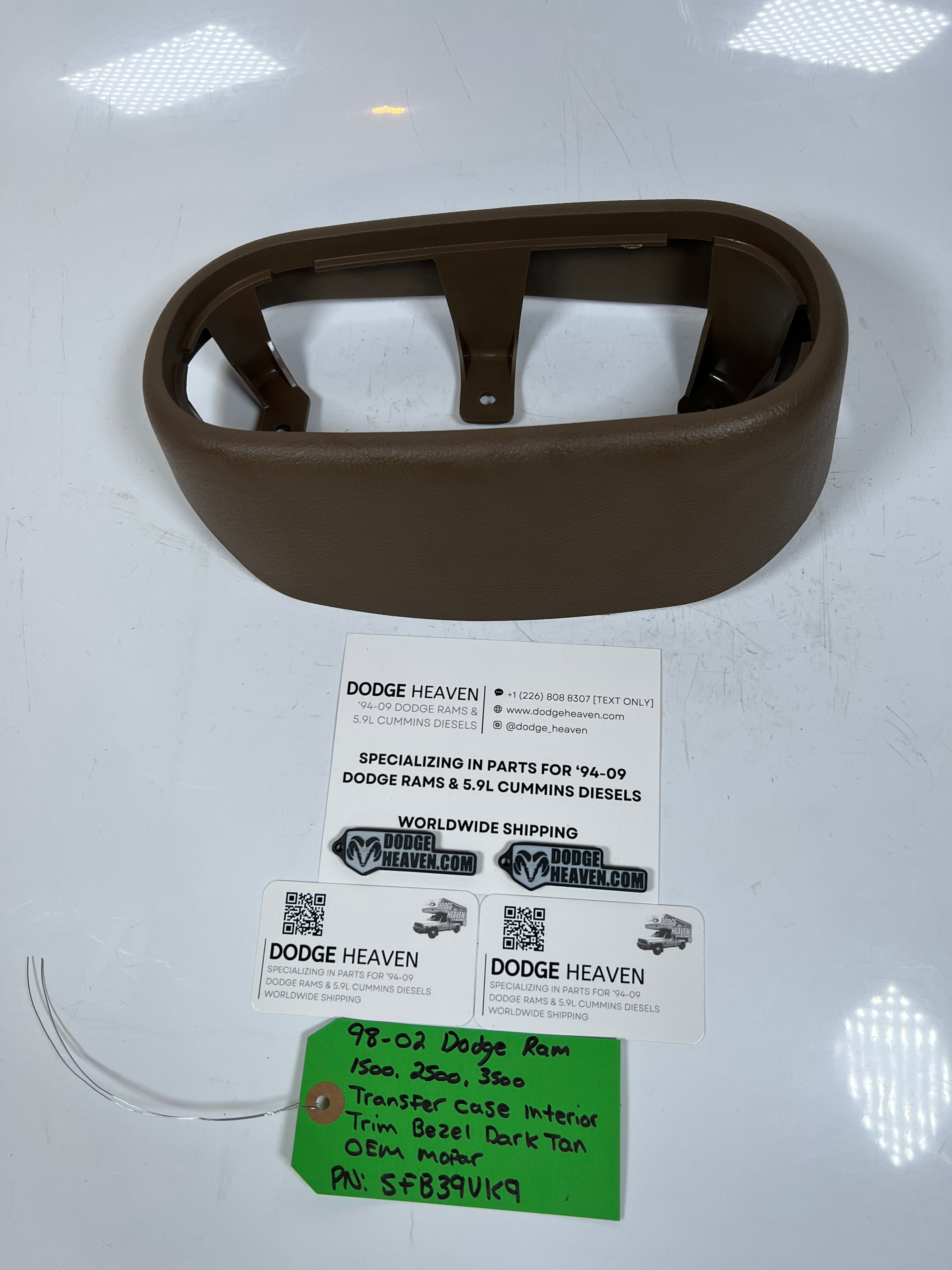 1998-2002 Dodge Ram 4x4 Transfer Case Interior Trim Bezel Dark Tan