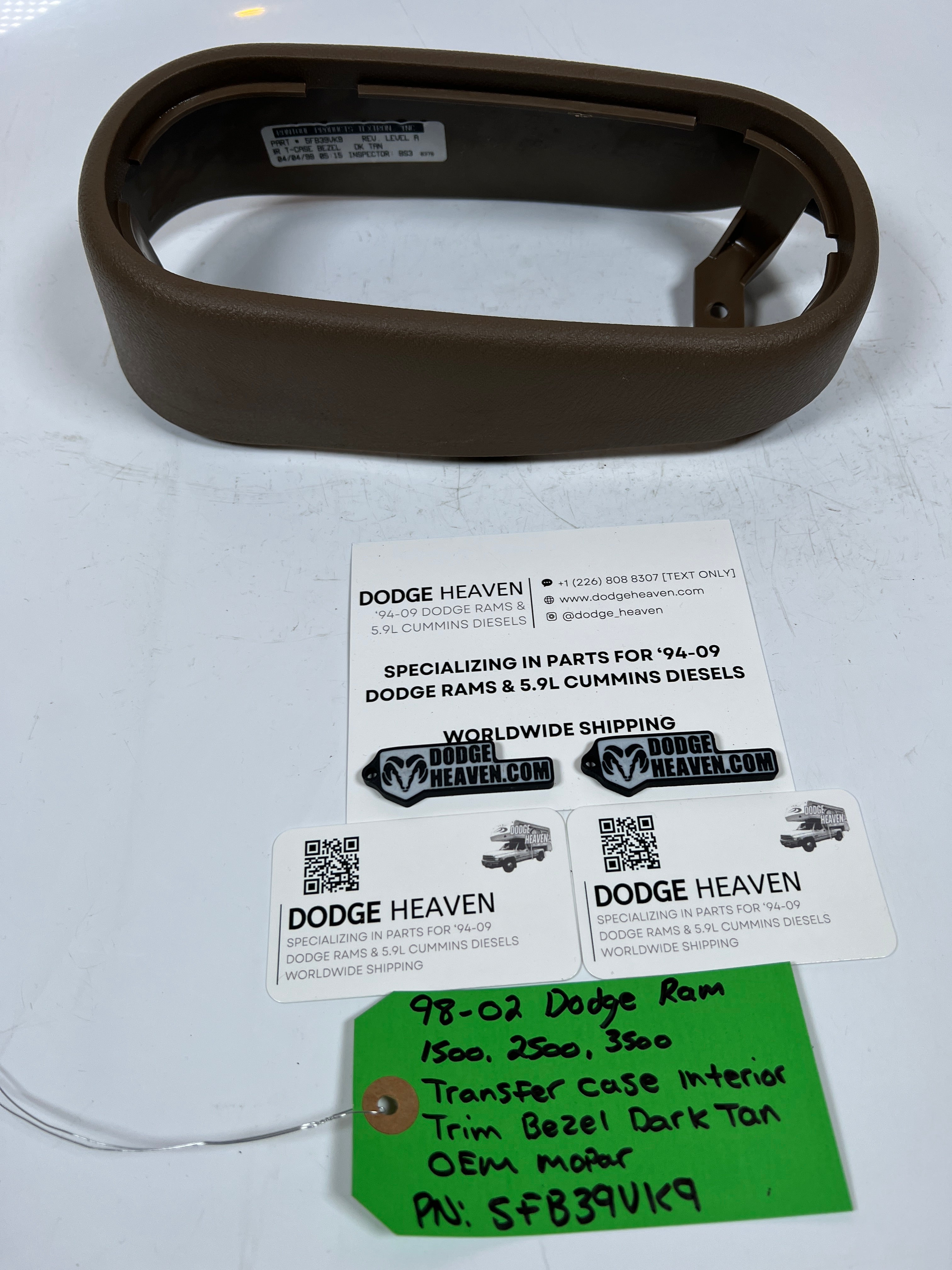1998-2002 Dodge Ram 4x4 Transfer Case Interior Trim Bezel Dark Tan