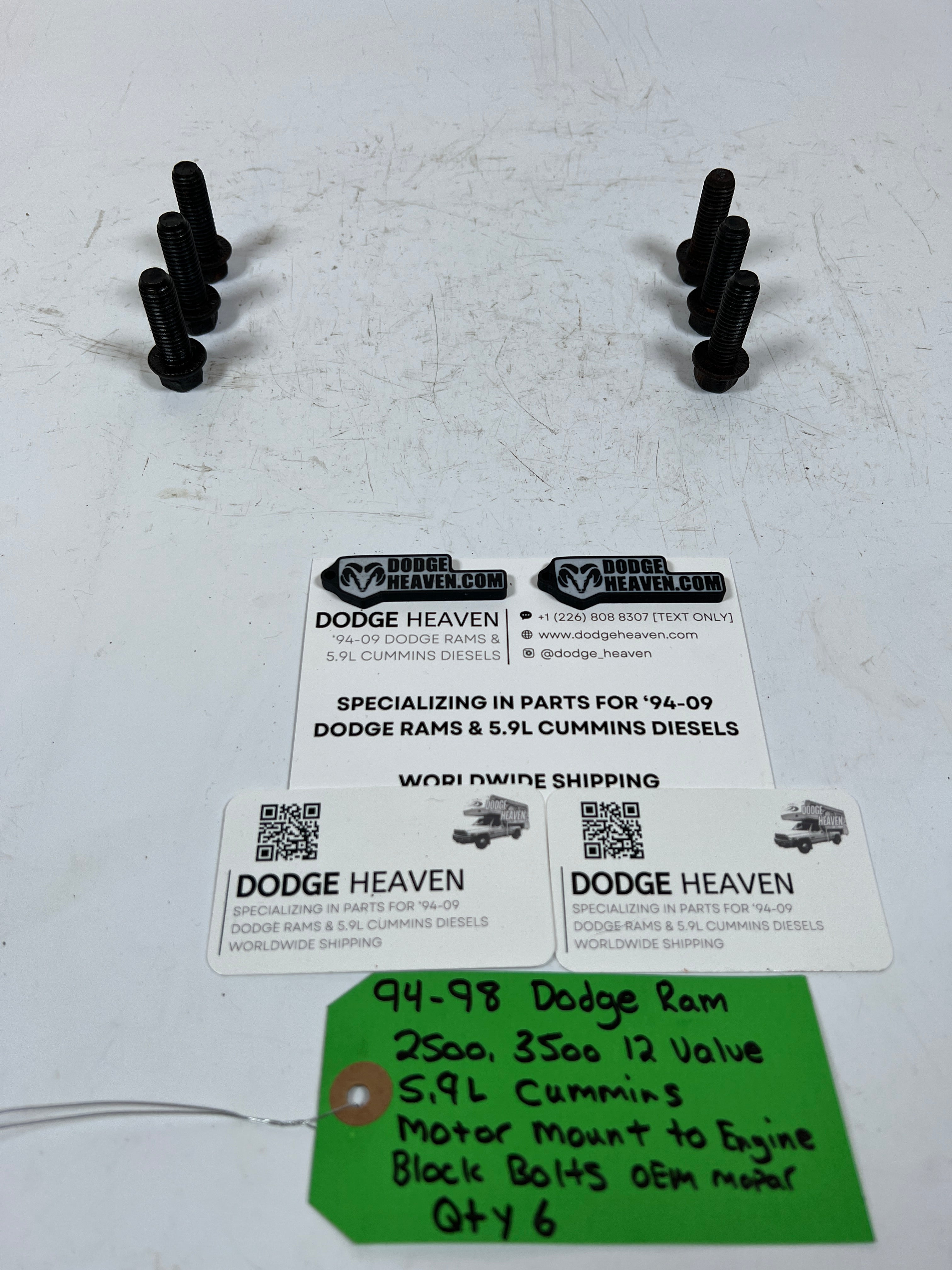 1994-1998 Dodge Ram 12 Valve 5.9L Cummins Motor Mount to Engine Bolts QTY 6