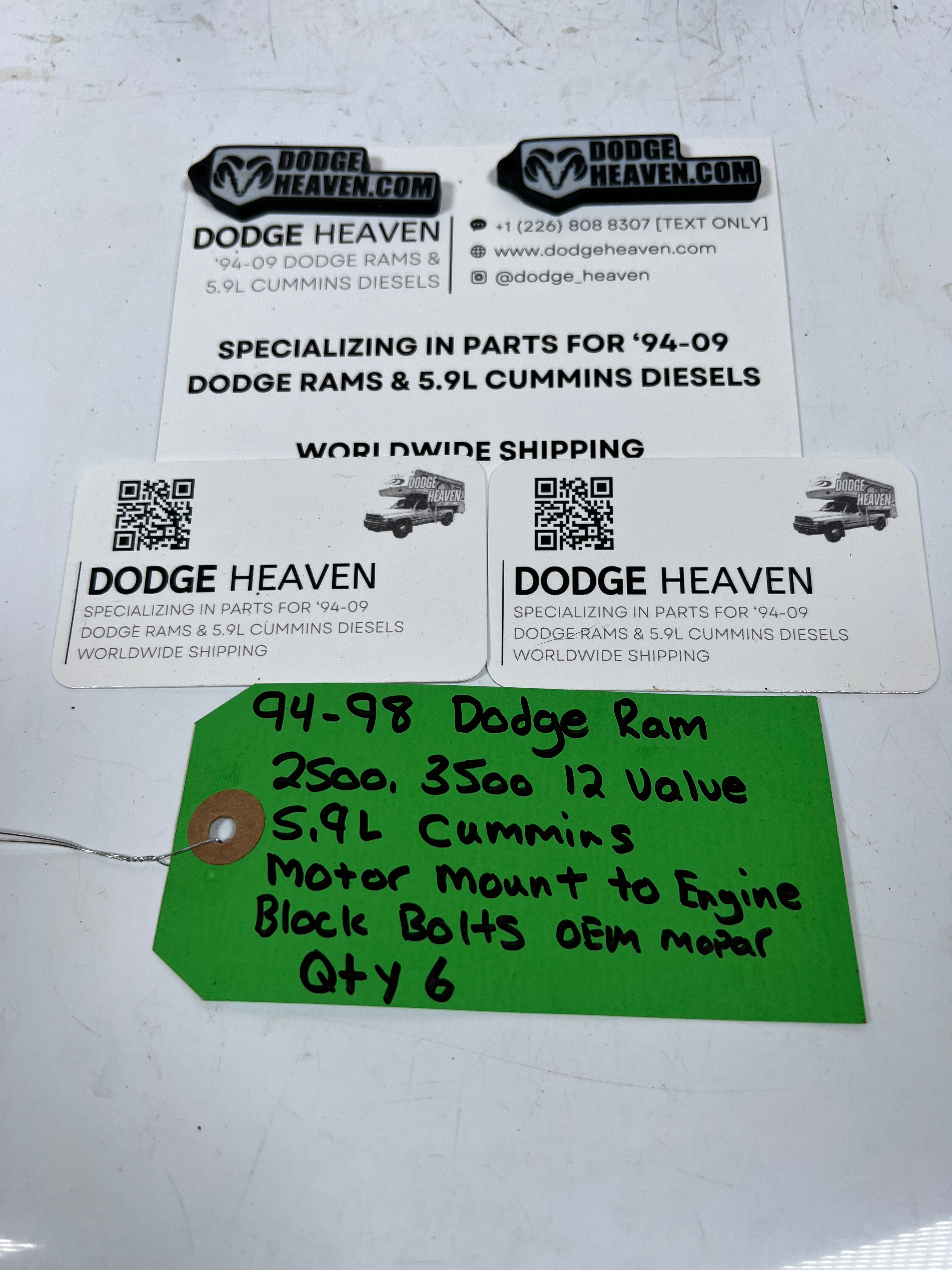 1994-1998 Dodge Ram 12 Valve 5.9L Cummins Motor Mount to Engine Bolts QTY 6