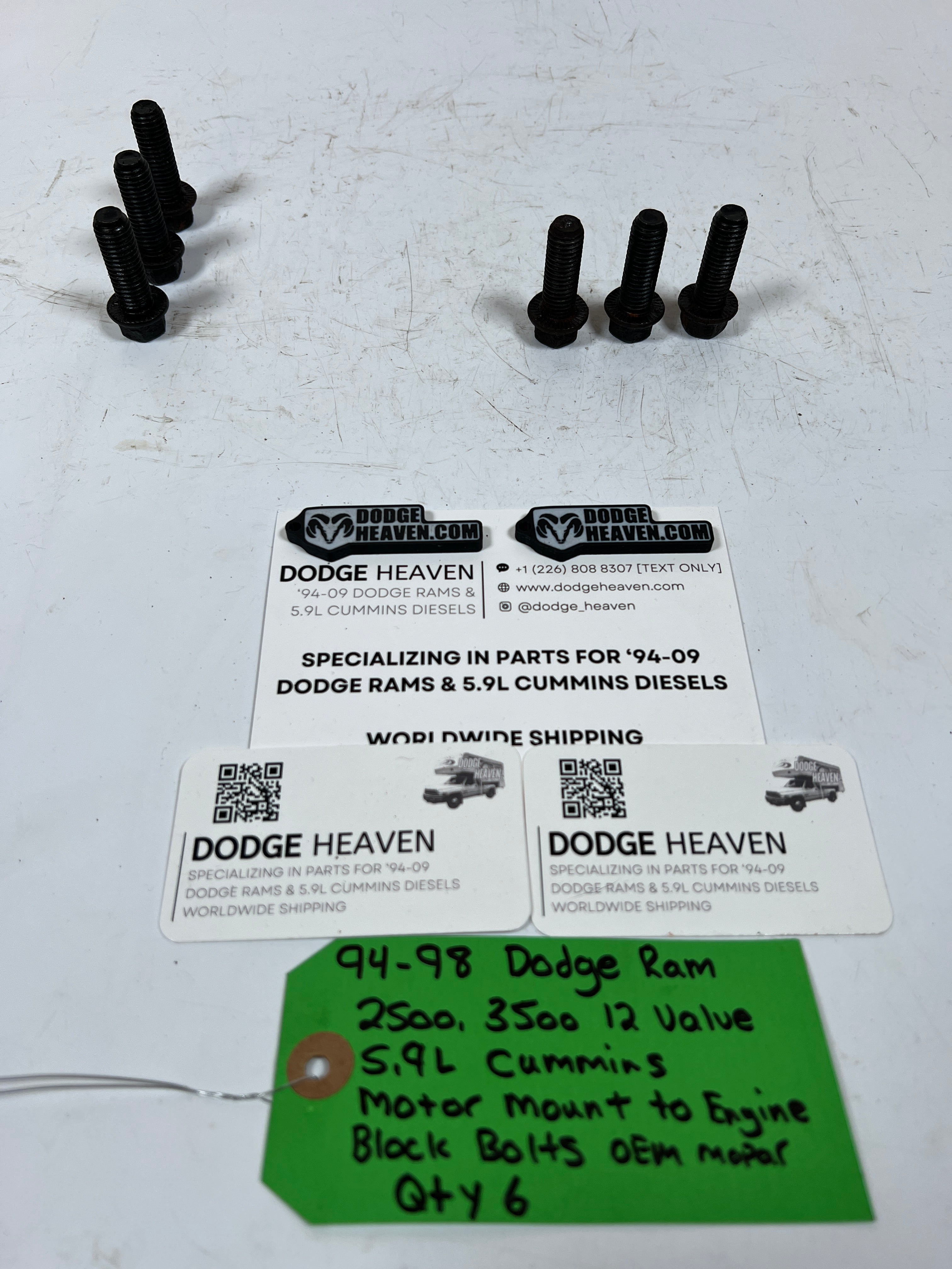 1994-1998 Dodge Ram 12 Valve 5.9L Cummins Motor Mount to Engine Bolts QTY 6