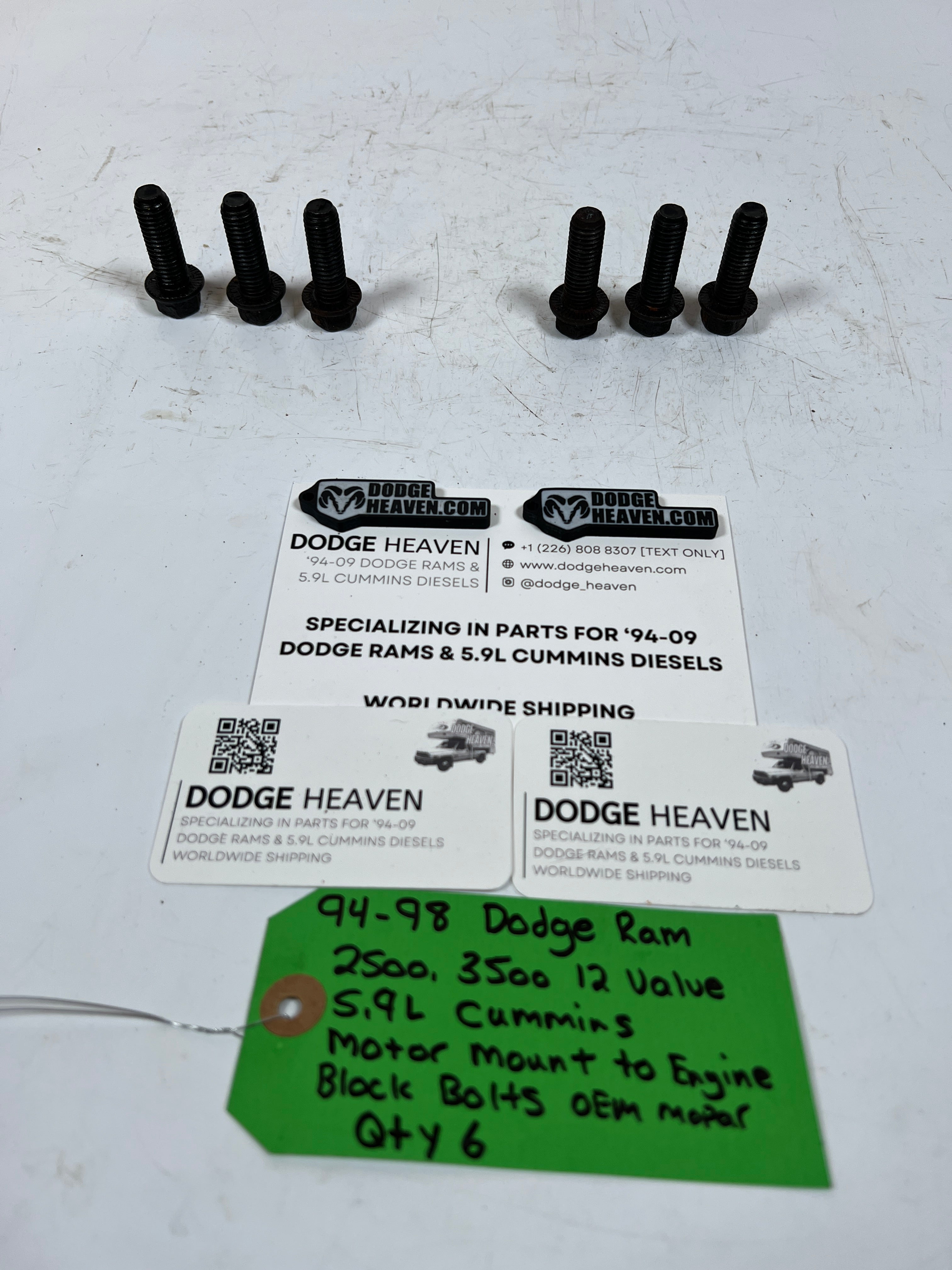 1994-1998 Dodge Ram 12 Valve 5.9L Cummins Motor Mount to Engine Bolts QTY 6