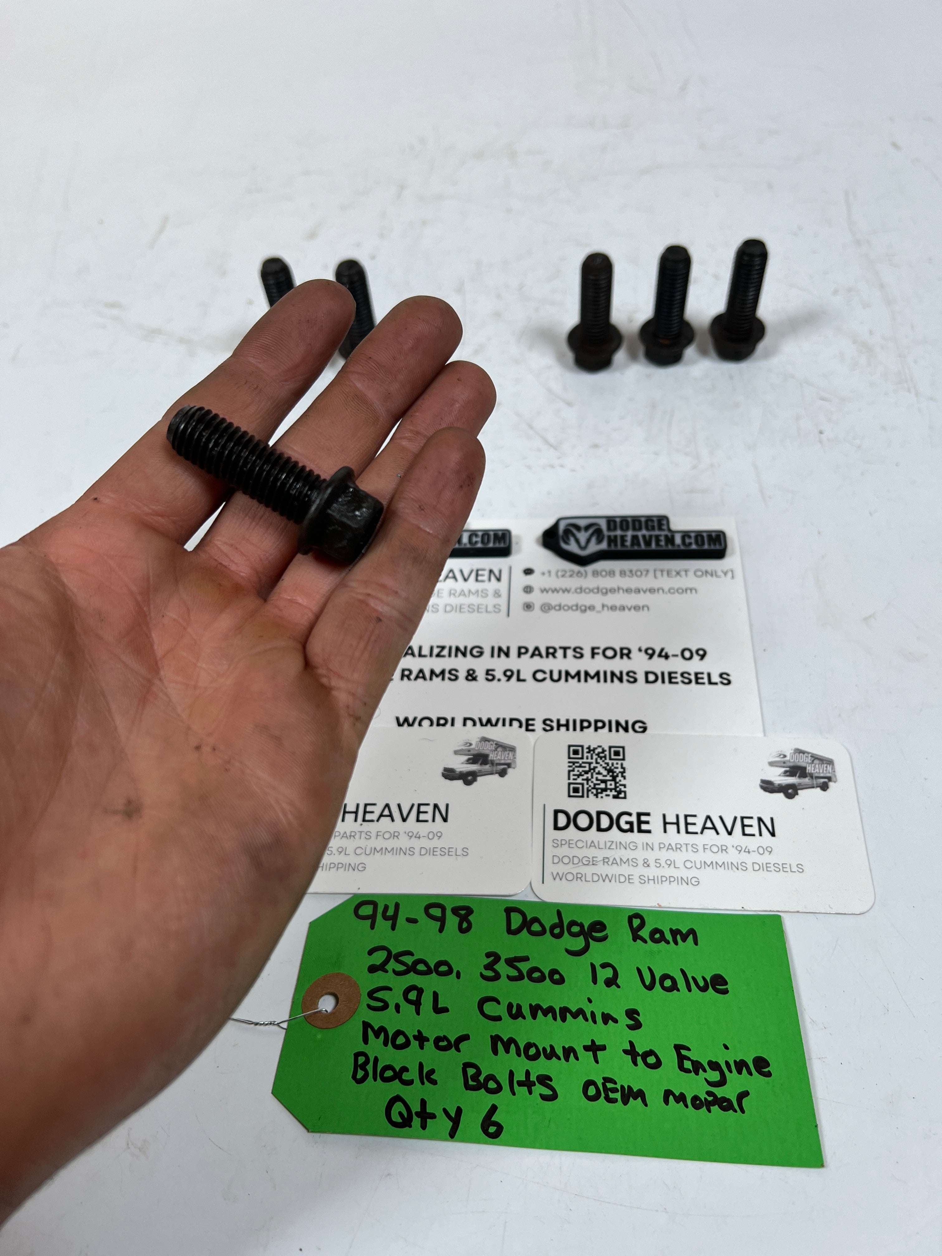 1994-1998 Dodge Ram 12 Valve 5.9L Cummins Motor Mount to Engine Bolts QTY 6